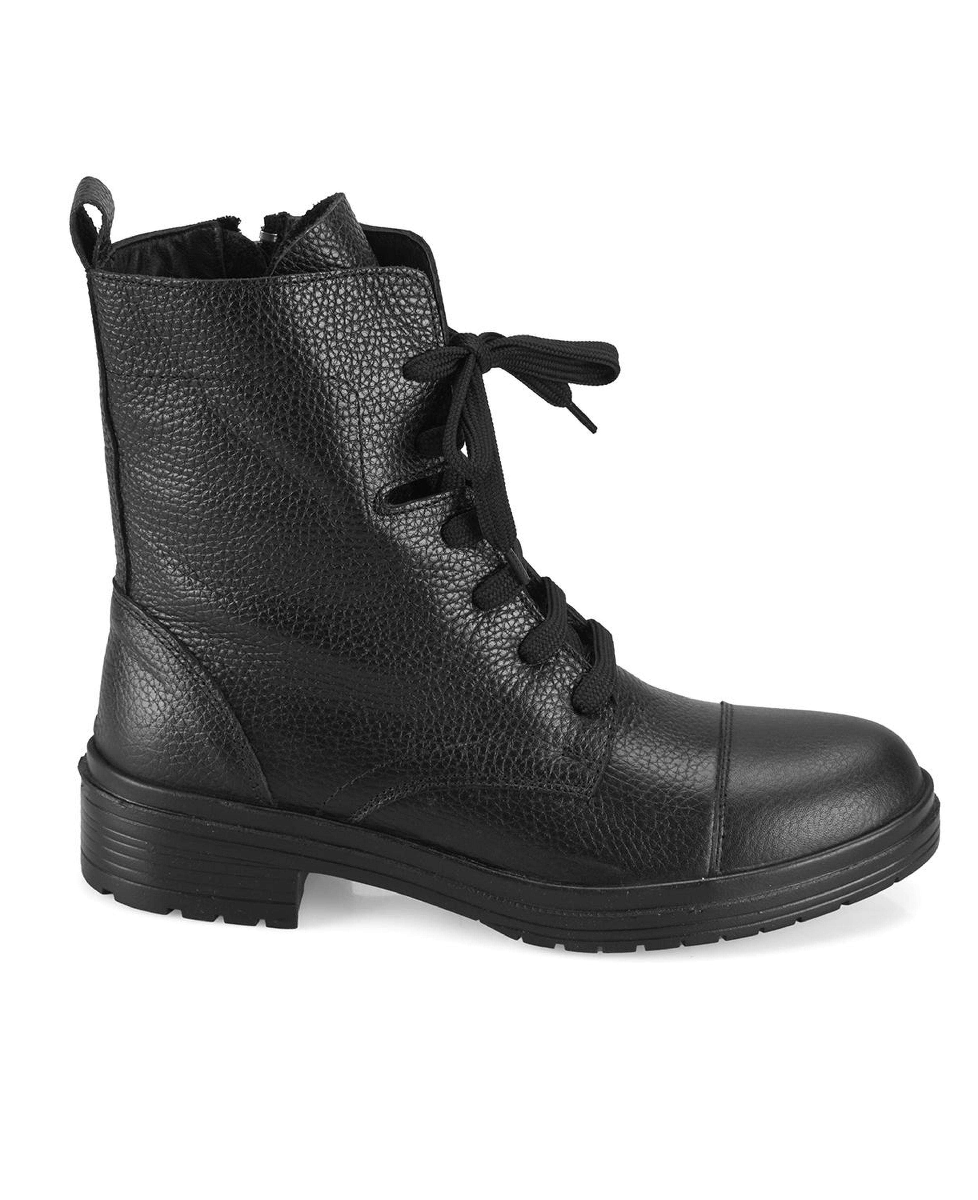 Lias Siyah Kadın Fermuarlı Deri Bot