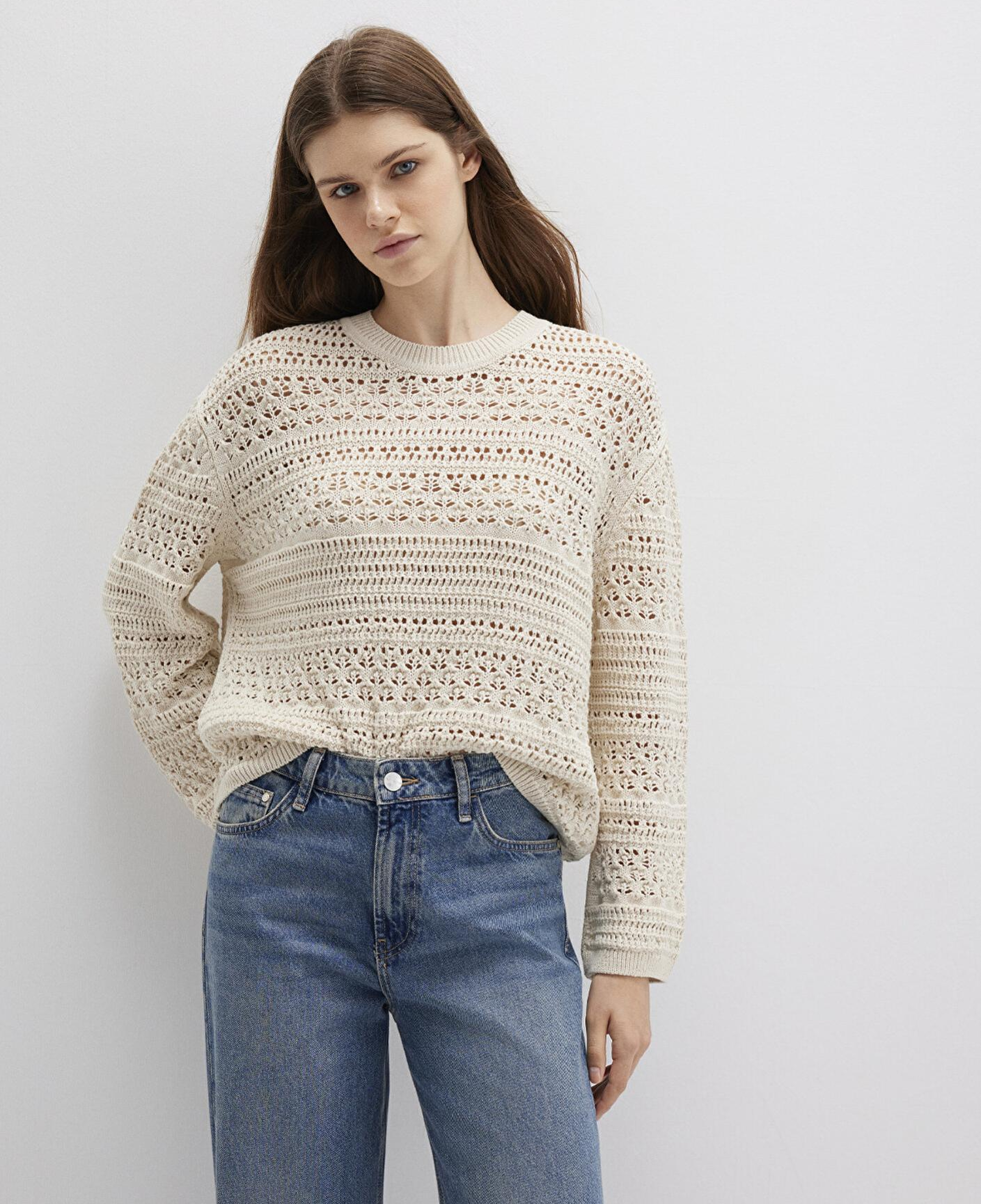 Mavi Ekru Kazak Loose Fit / Bol Rahat Kesim 1710776-70057