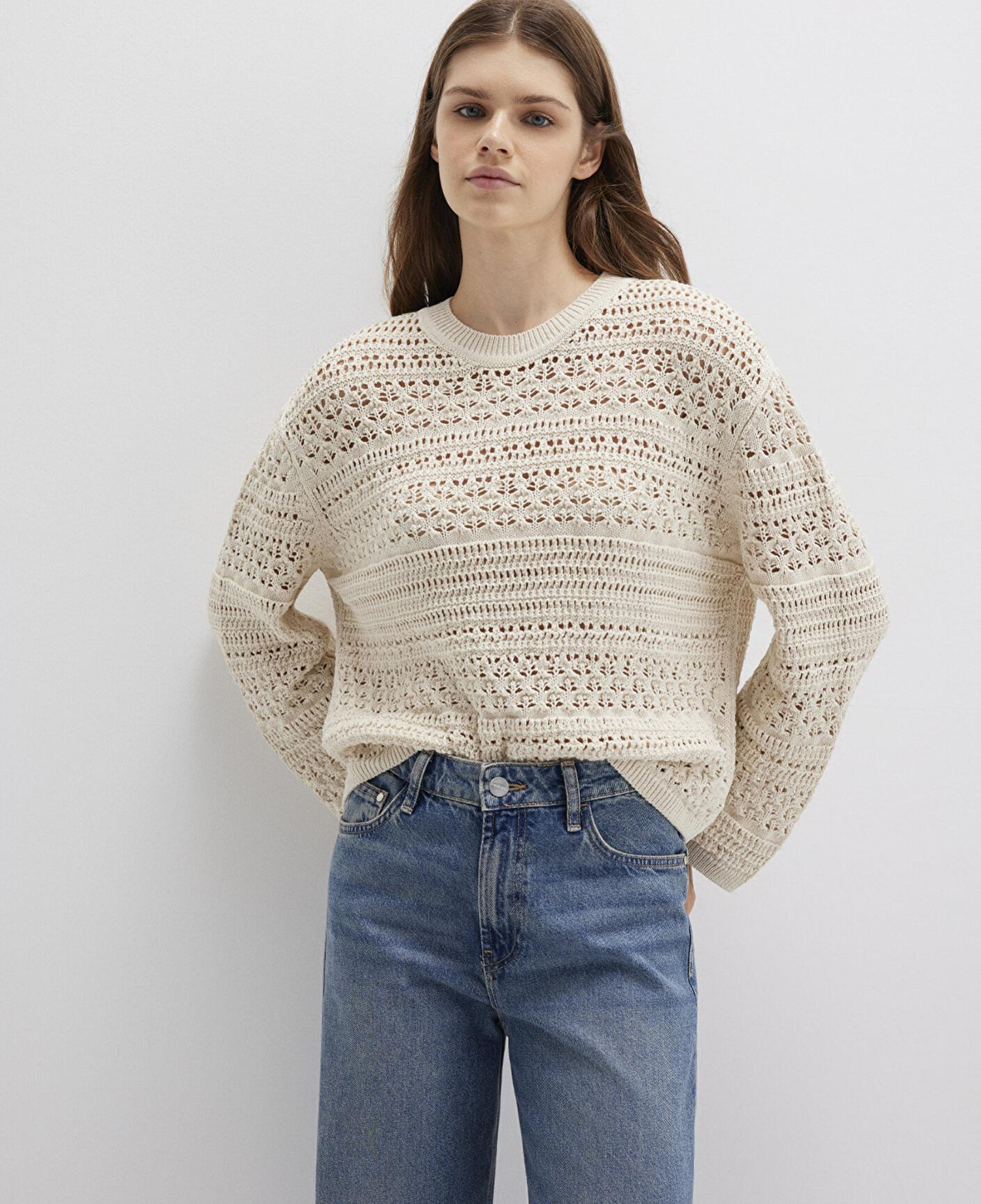 Mavi Ekru Kazak Loose Fit / Bol Rahat Kesim 1710776-70057