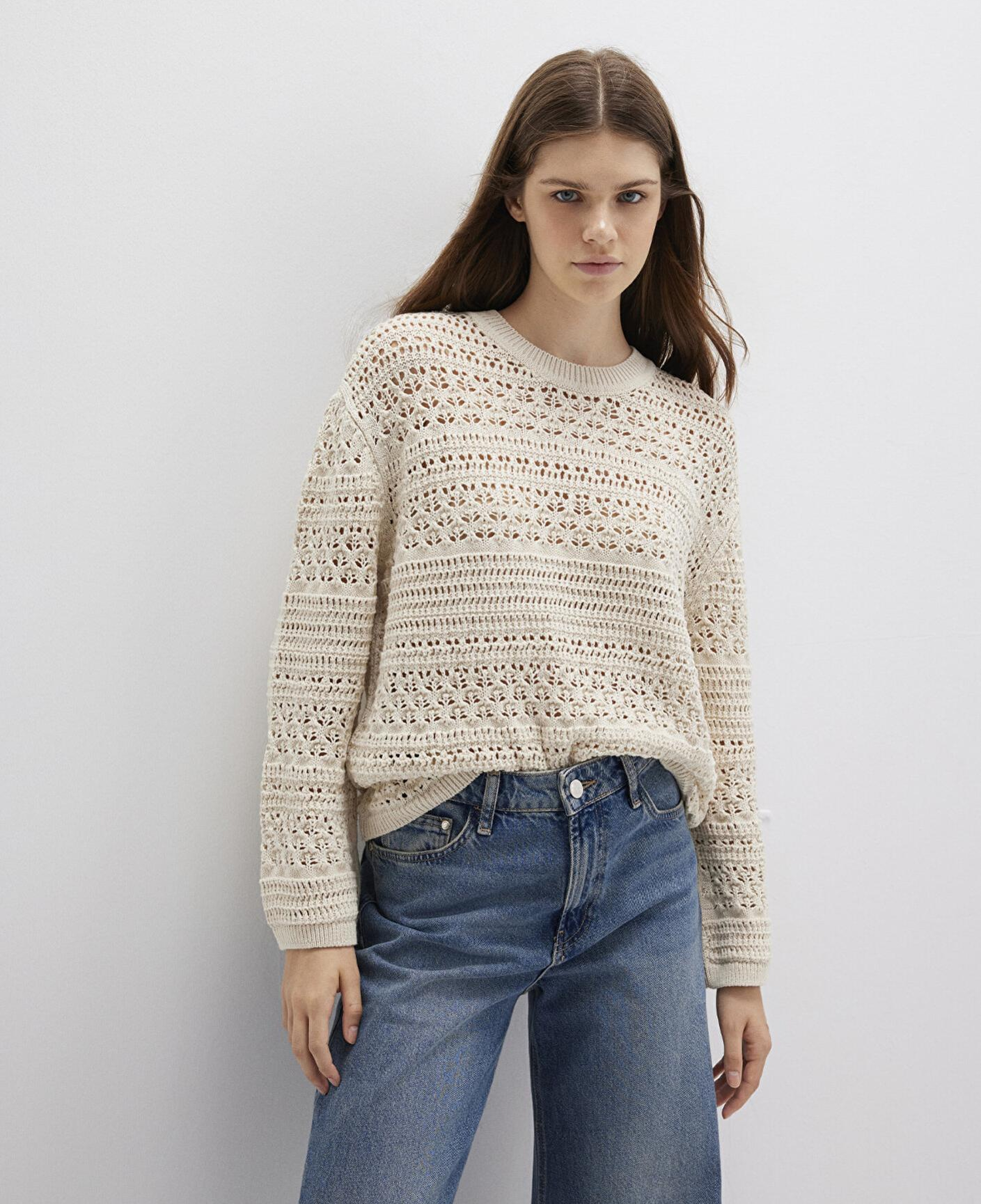 Mavi Ekru Kazak Loose Fit / Bol Rahat Kesim 1710776-70057