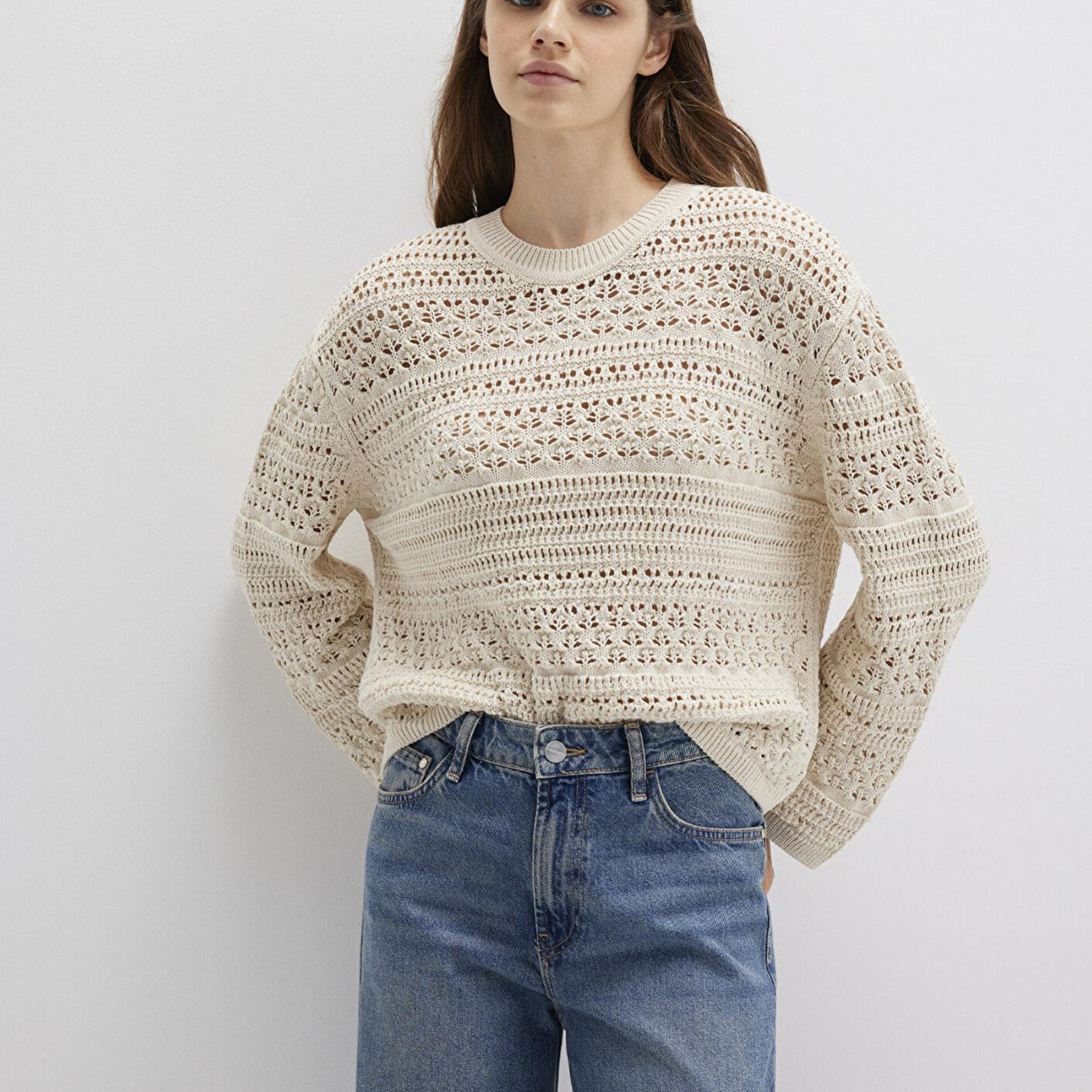 Mavi Ekru Kazak Loose Fit / Bol Rahat Kesim 1710776-70057