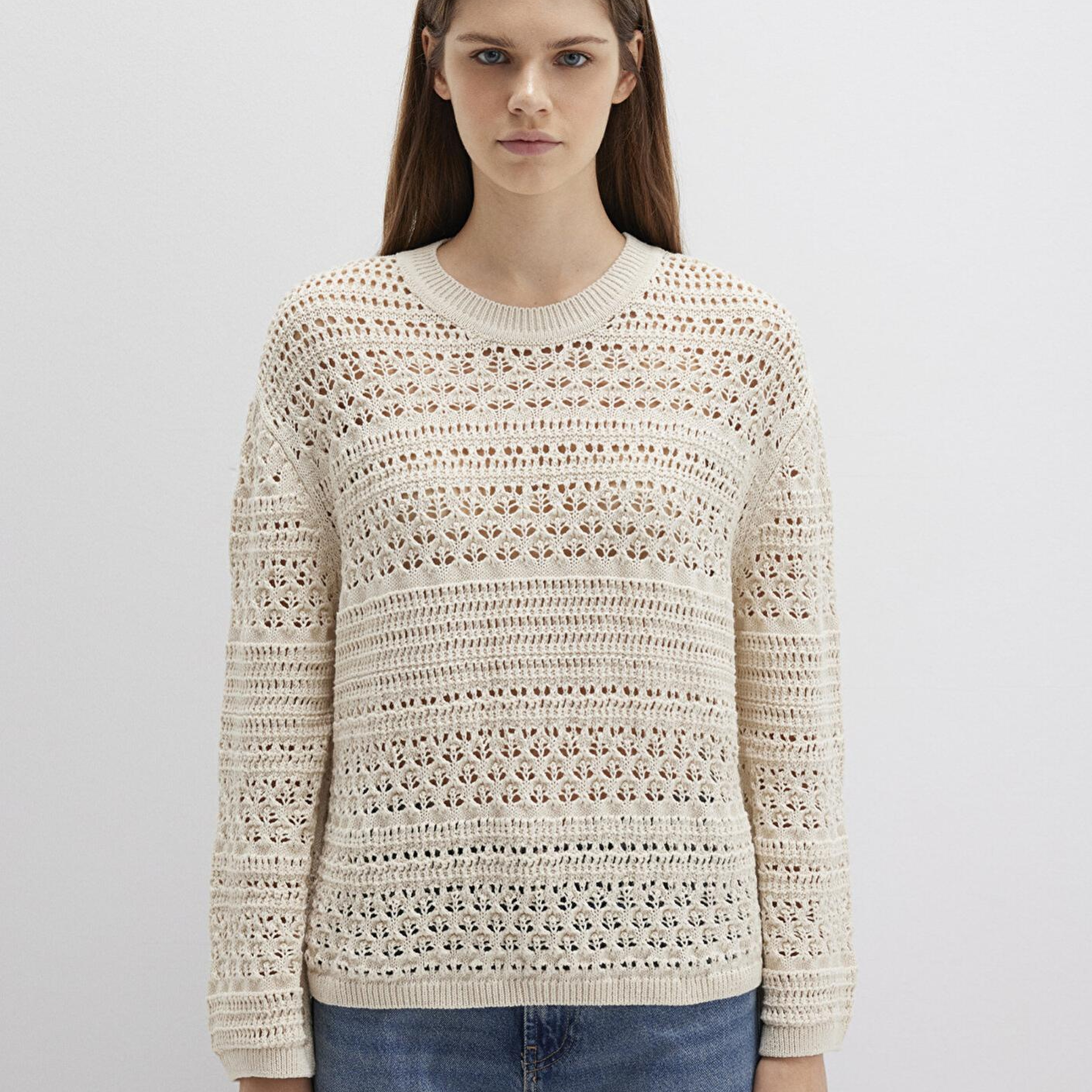 Mavi Ekru Kazak Loose Fit / Bol Rahat Kesim 1710776-70057