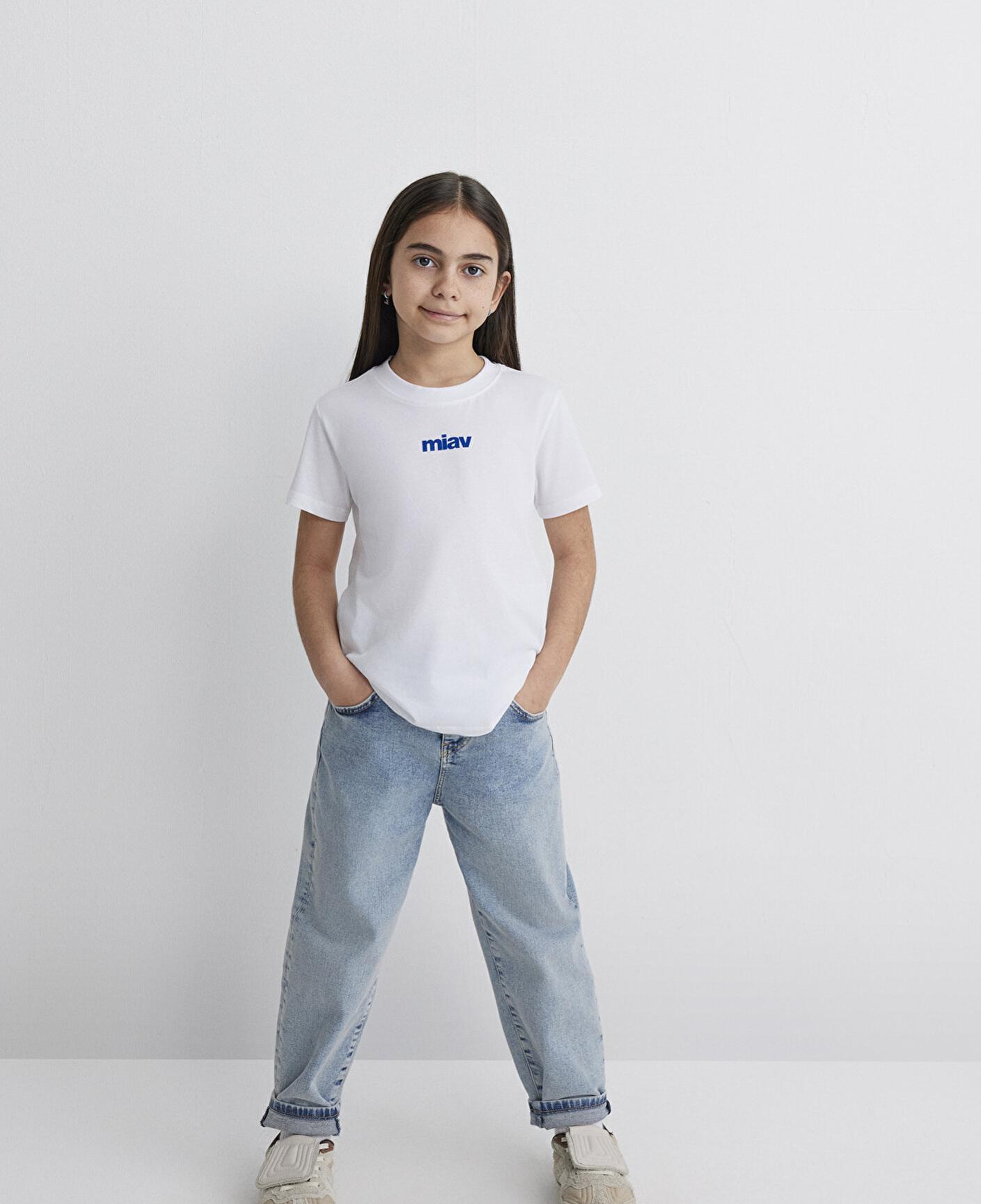 Mavi Miav Baskılı Beyaz Çocuk Tişört Regular Fit / Normal Kesim 66332620