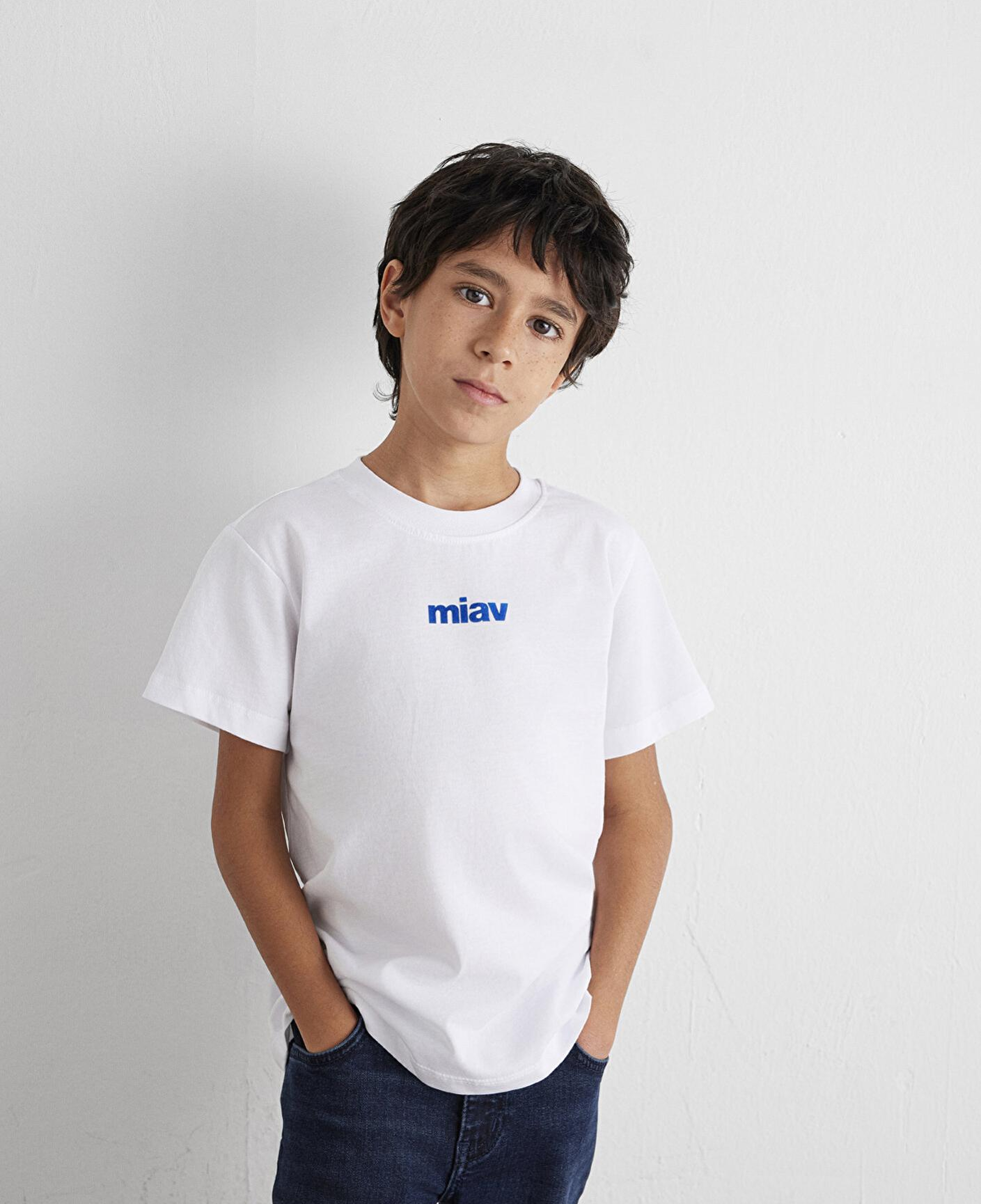 Mavi Miav Baskılı Beyaz Çocuk Tişört Regular Fit / Normal Kesim 66332620