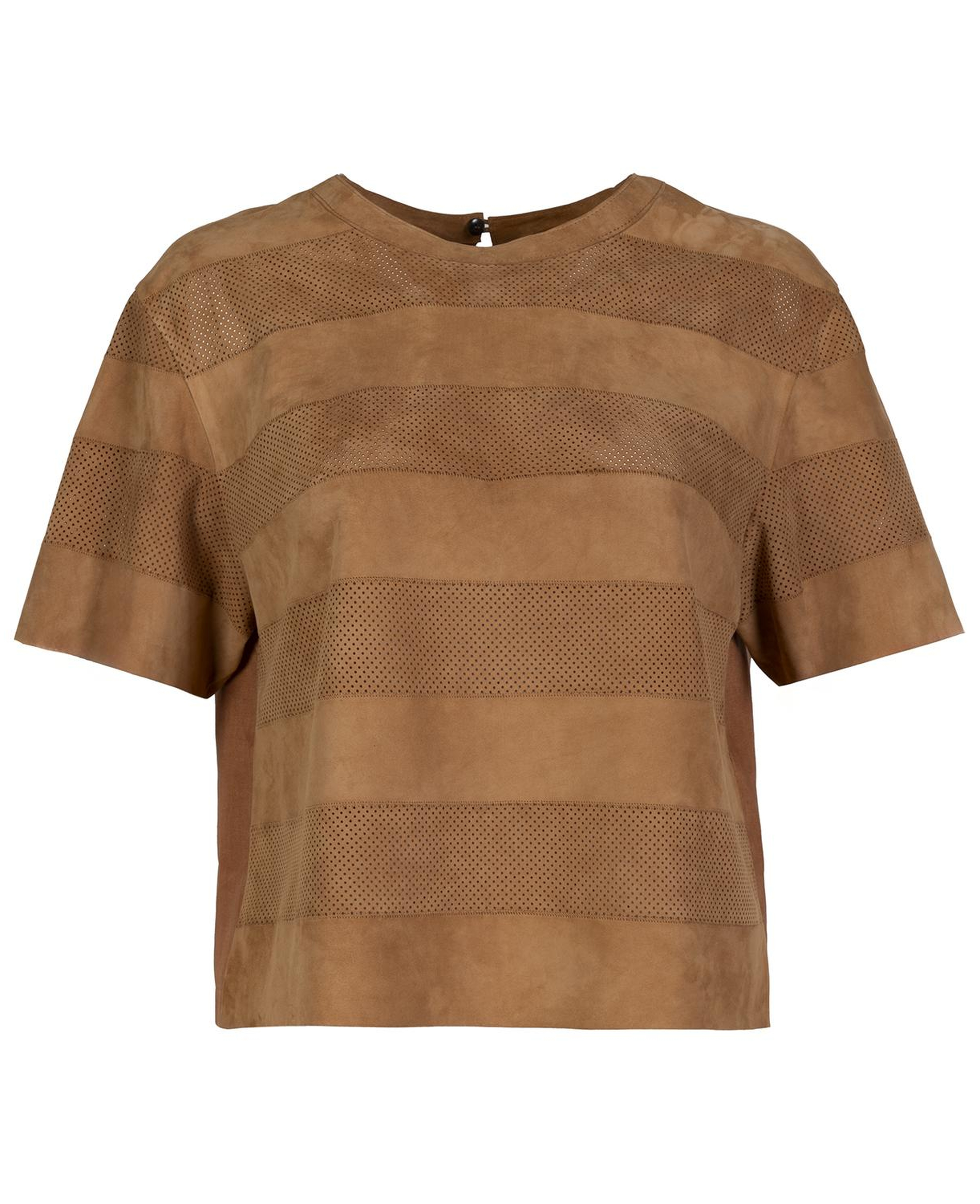 Linea Taba Kadın Perforeli Süet Deri Crop Bluz