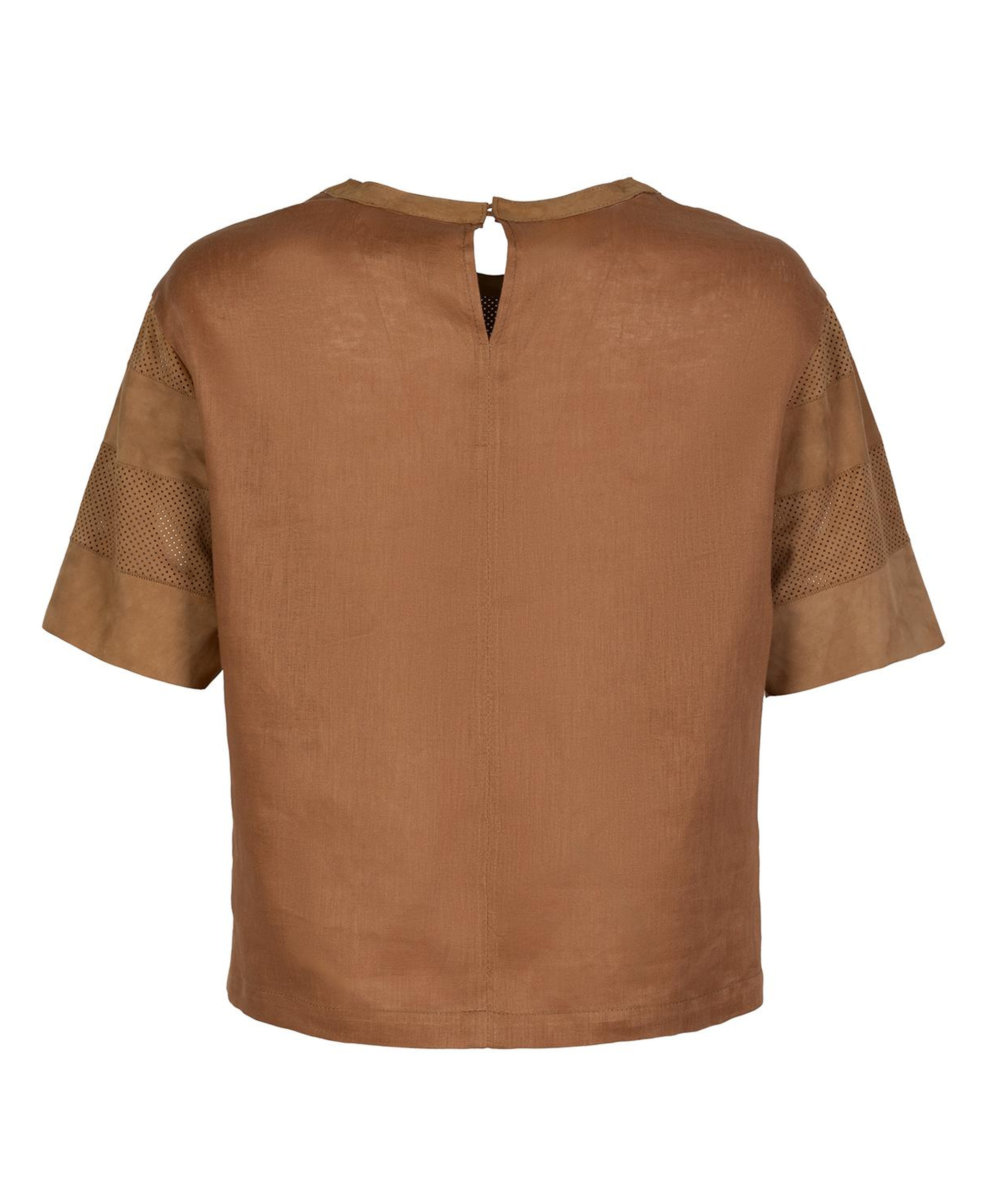 Linea Taba Kadın Perforeli Süet Deri Crop Bluz