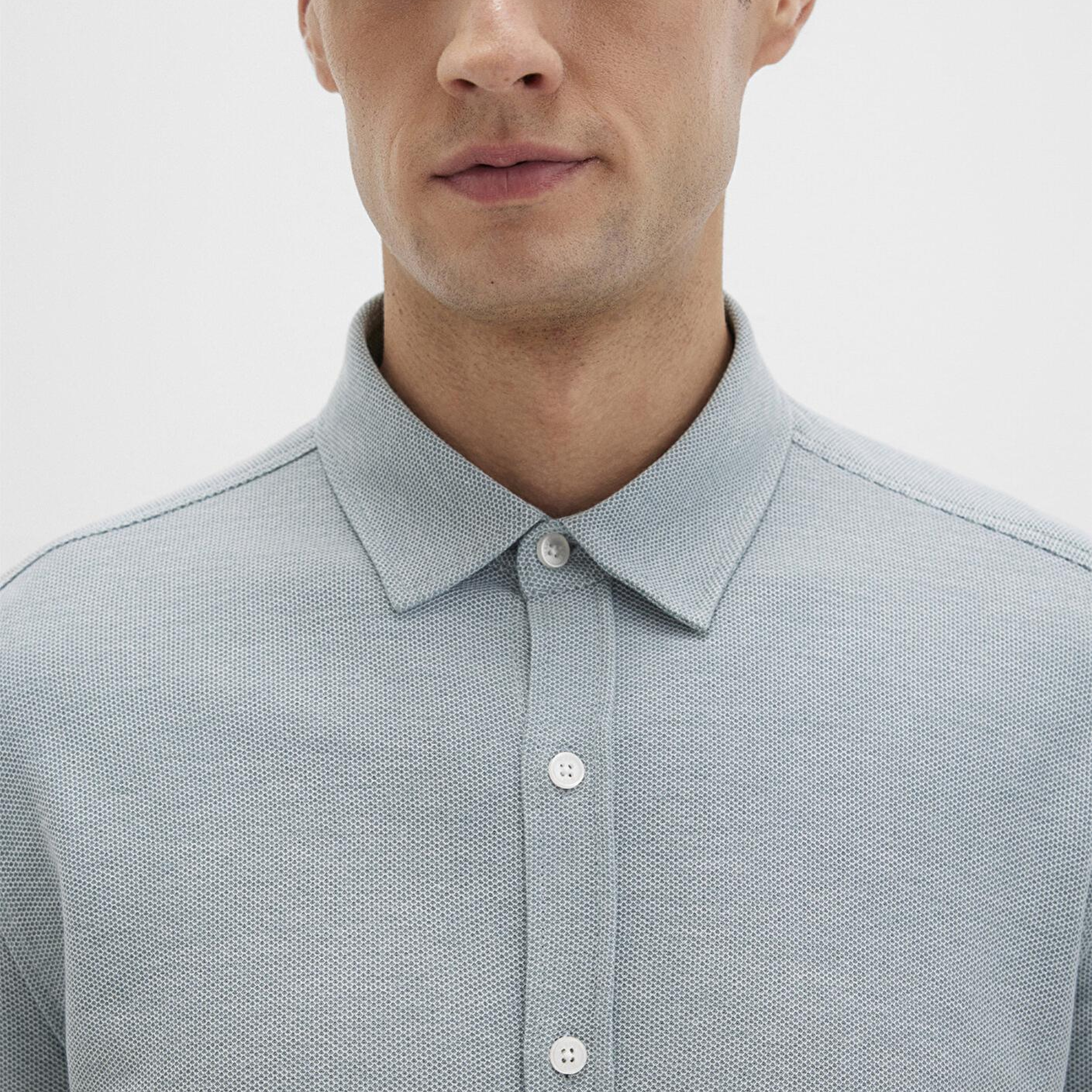 Mavi Yeşil Örme Gömlek Slim Fit / Dar Kesim 0211513-70131