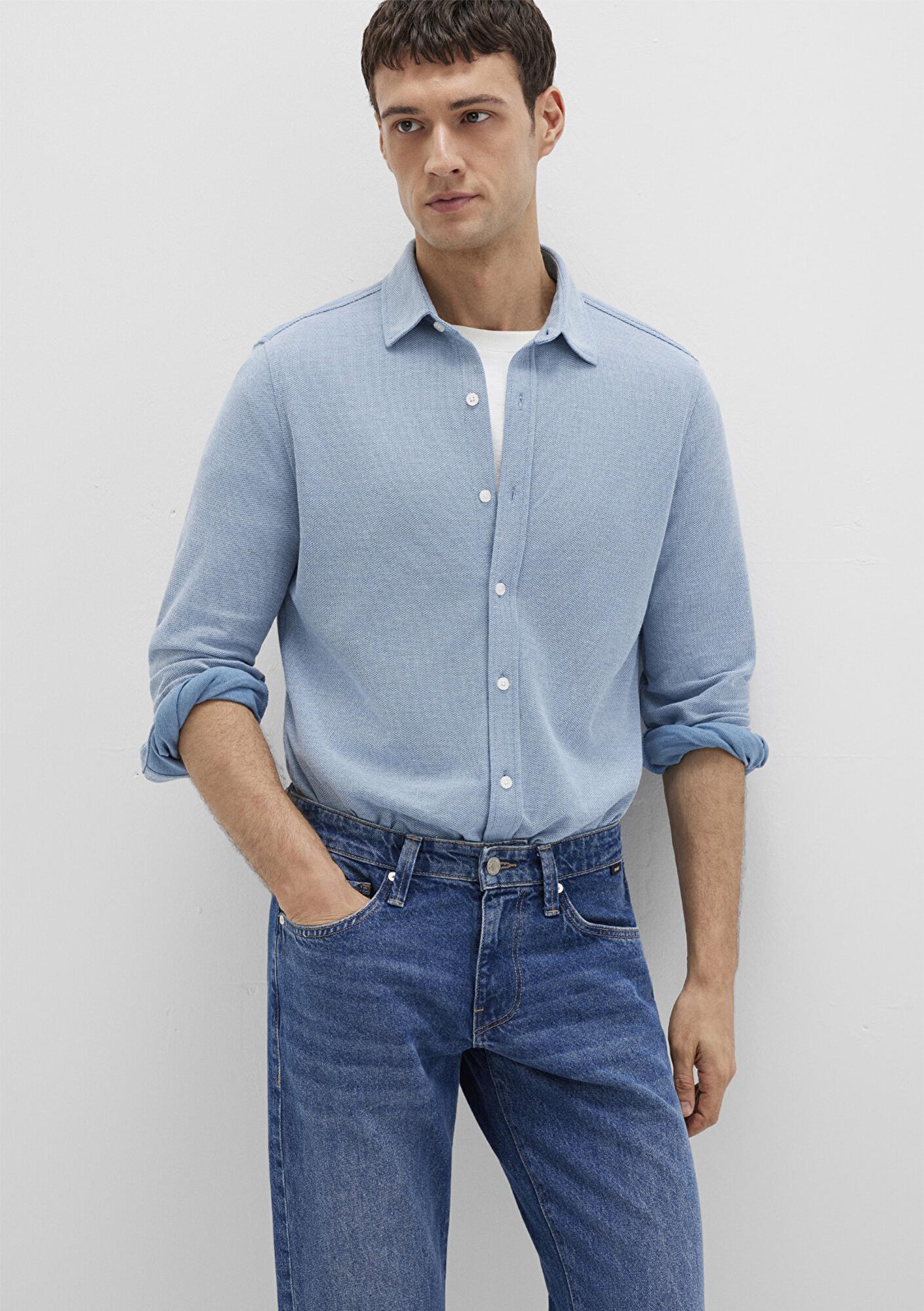 Mavi Mavi Örme Gömlek Slim Fit / Dar Kesim 0211513-80896