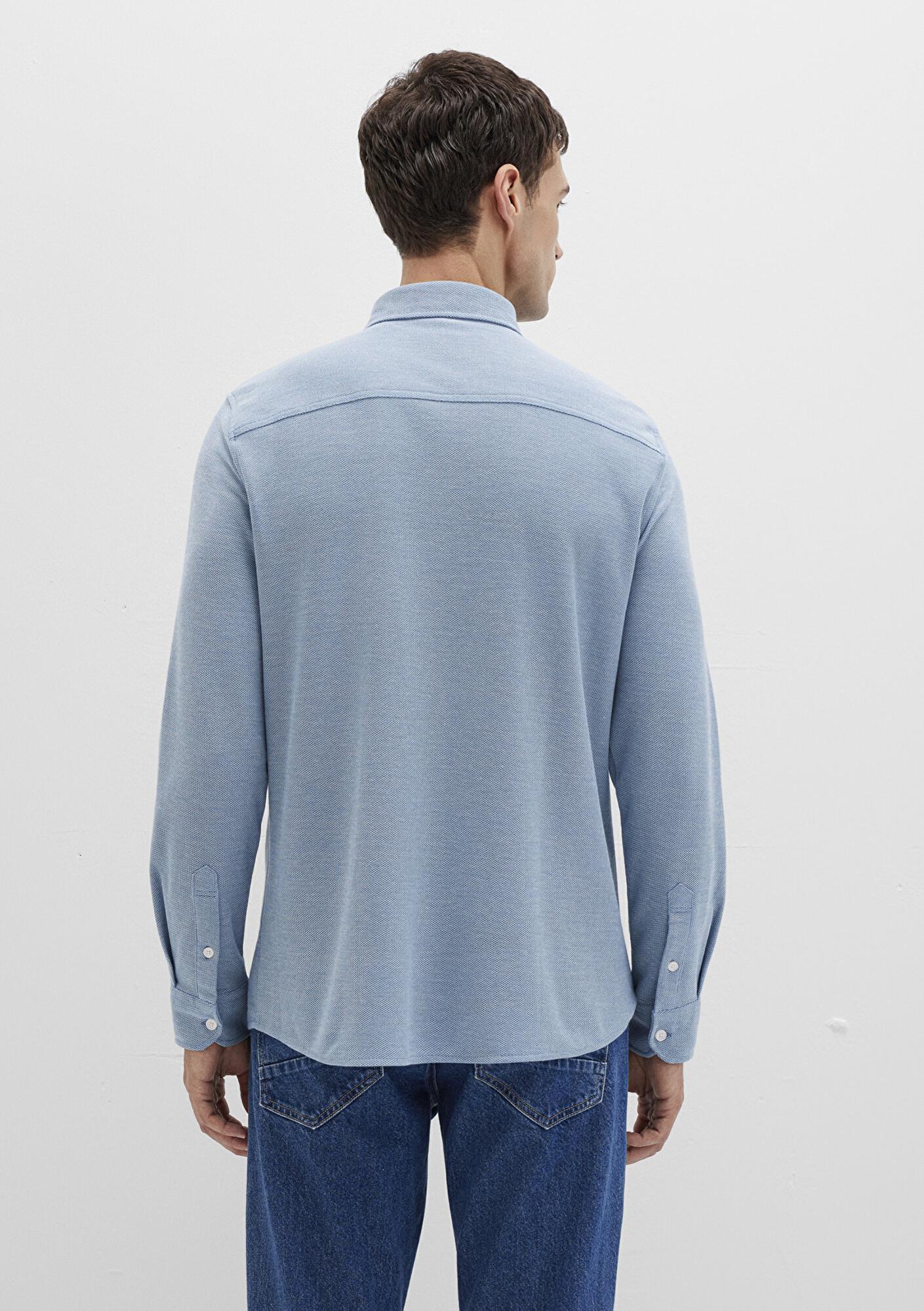 Mavi Mavi Örme Gömlek Slim Fit / Dar Kesim 0211513-80896