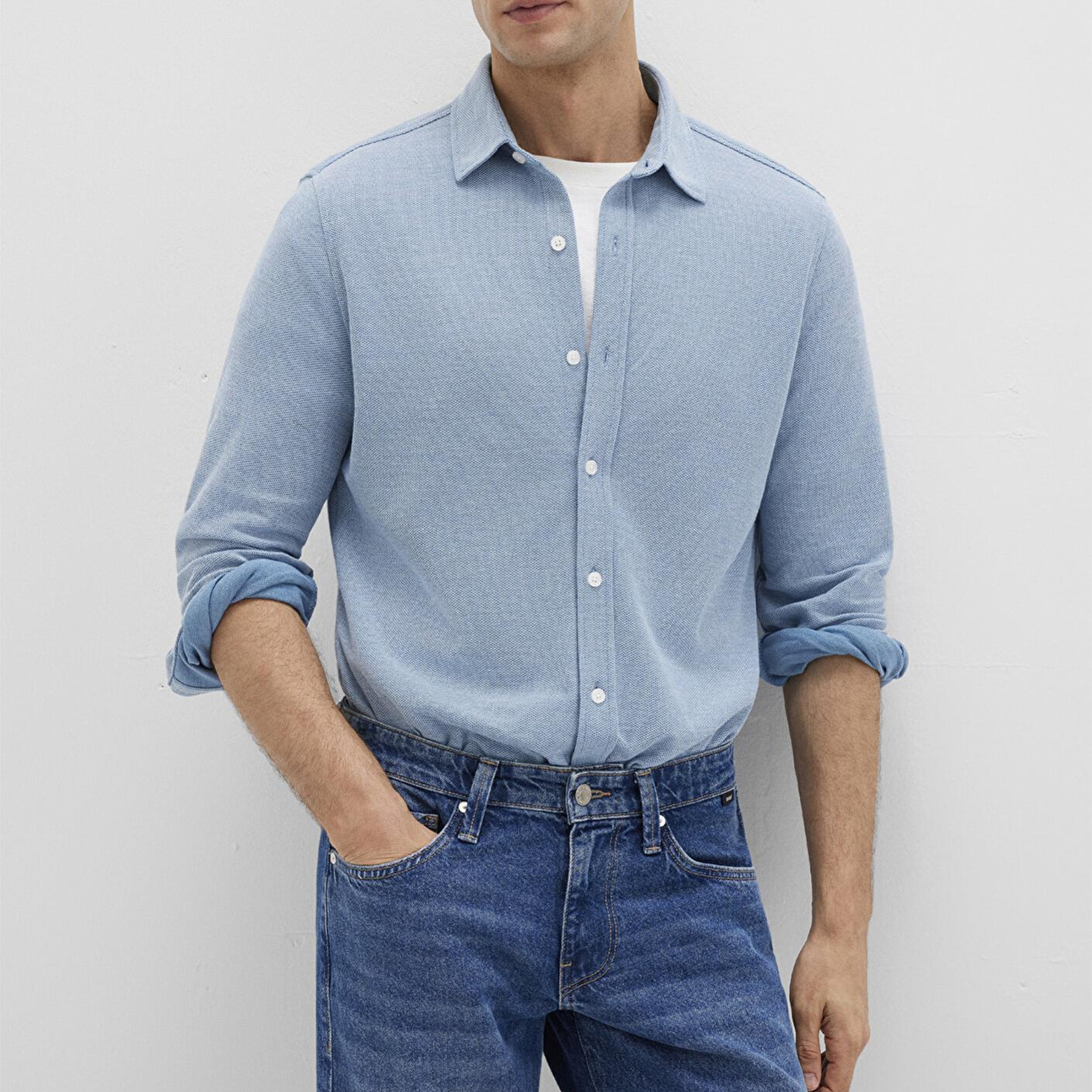 Mavi Mavi Örme Gömlek Slim Fit / Dar Kesim 0211513-80896