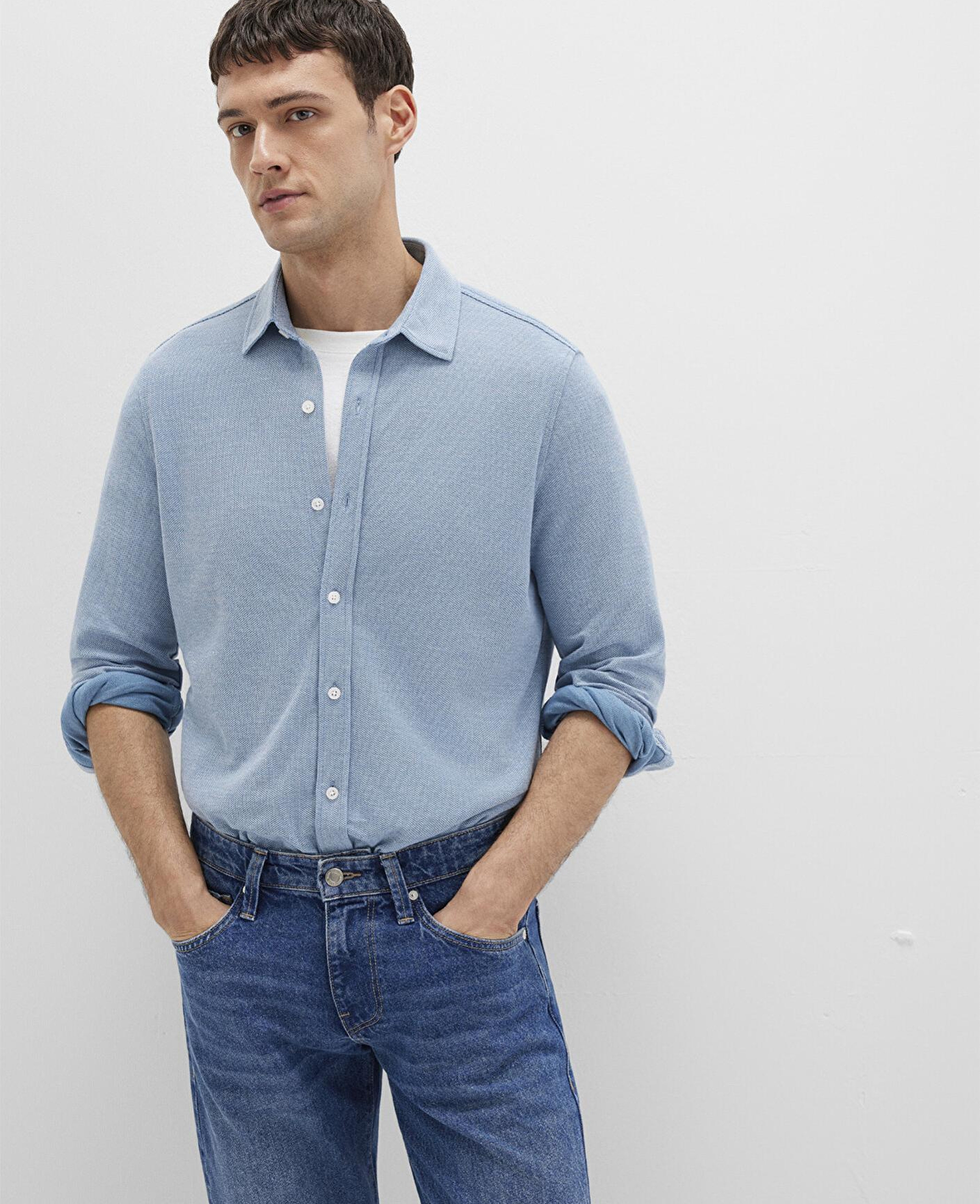 Mavi Mavi Örme Gömlek Slim Fit / Dar Kesim 0211513-80896