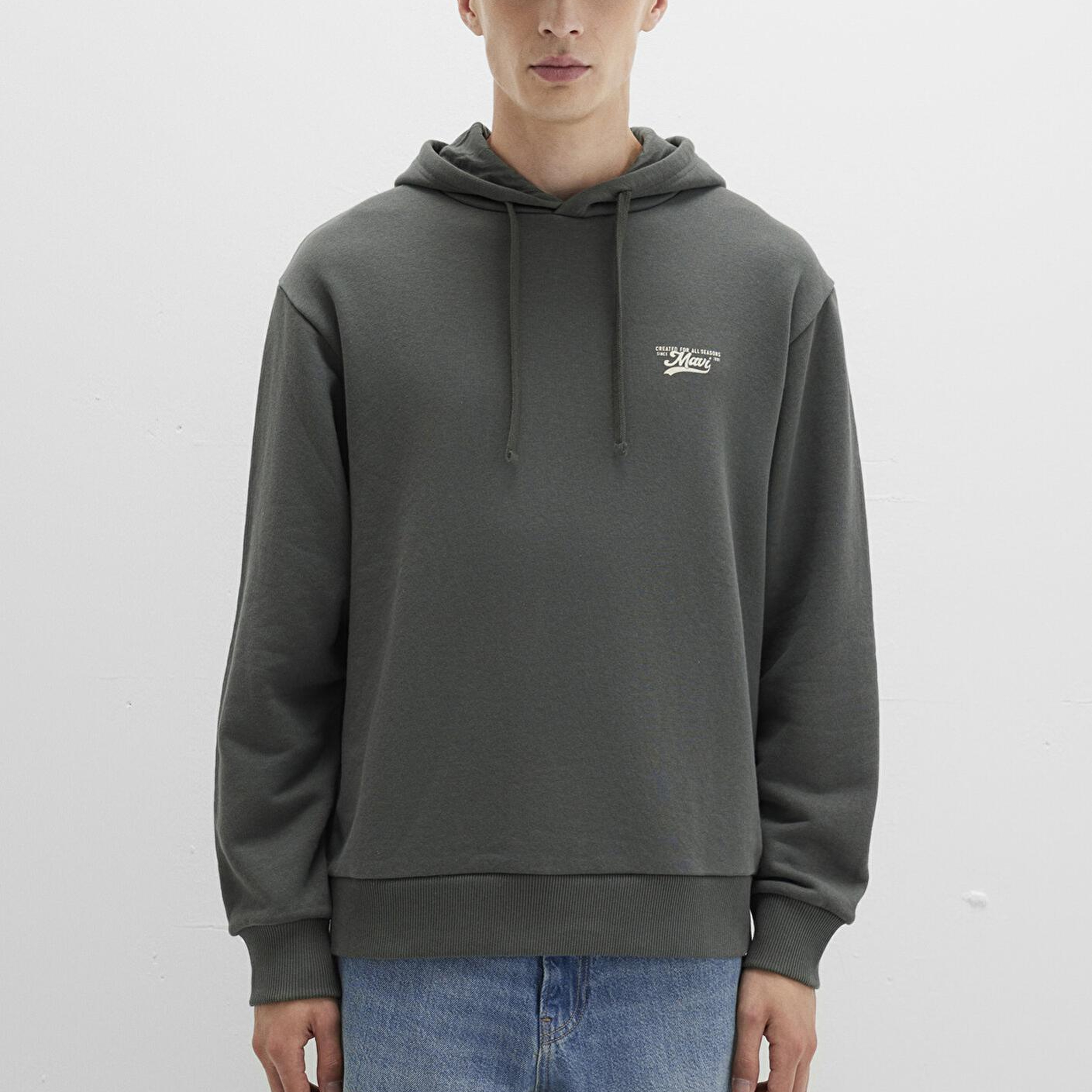 Mavi Mavi Logo Baskılı Kapüşonlu Yeşil Sweatshirt 0S10468-71598