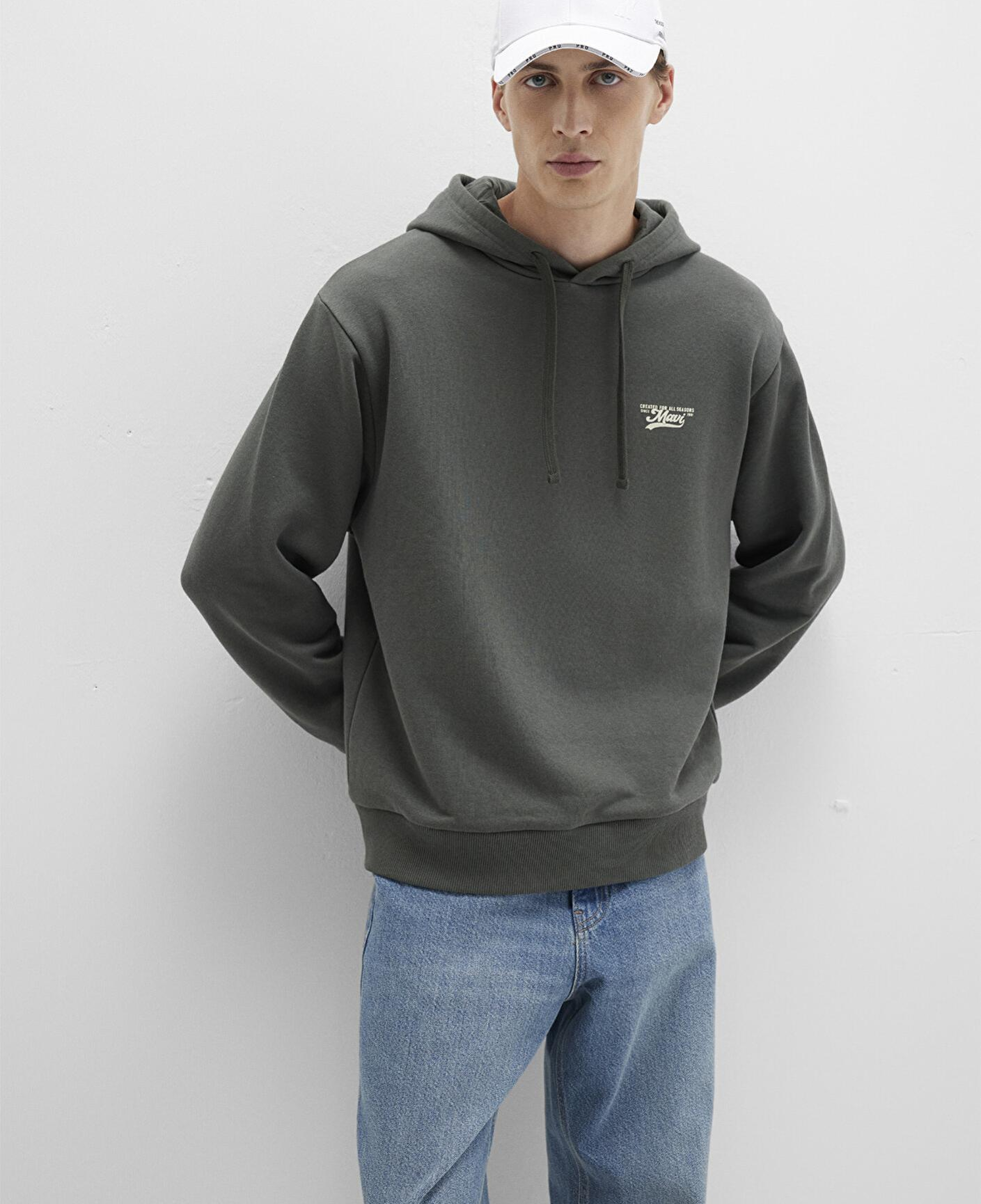 Mavi Mavi Logo Baskılı Kapüşonlu Yeşil Sweatshirt 0S10468-71598