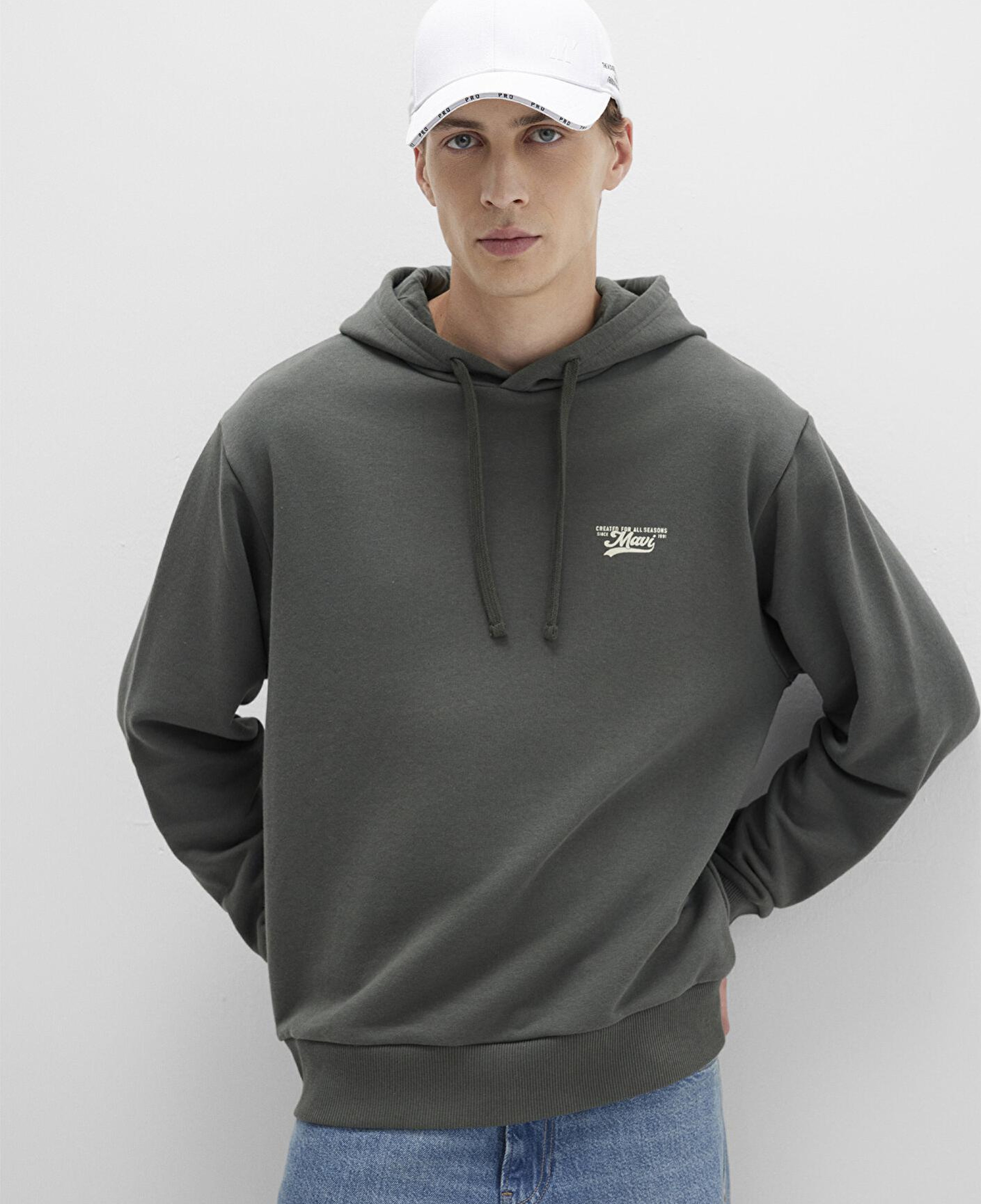 Mavi Mavi Logo Baskılı Kapüşonlu Yeşil Sweatshirt 0S10468-71598