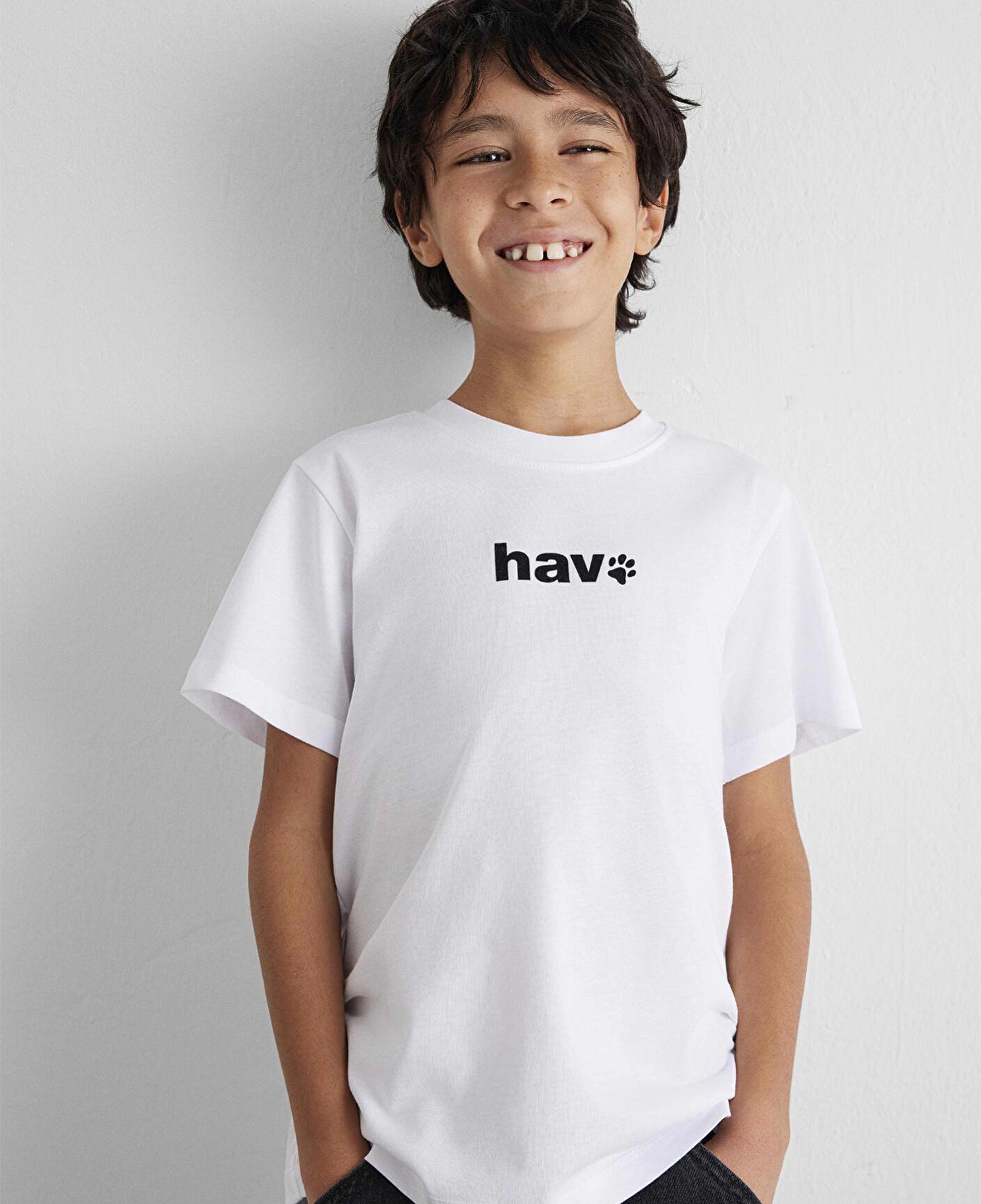 Mavi Hav Baskılı Beyaz Çocuk Tişört Regular Fit / Normal Kesim 6610350-620