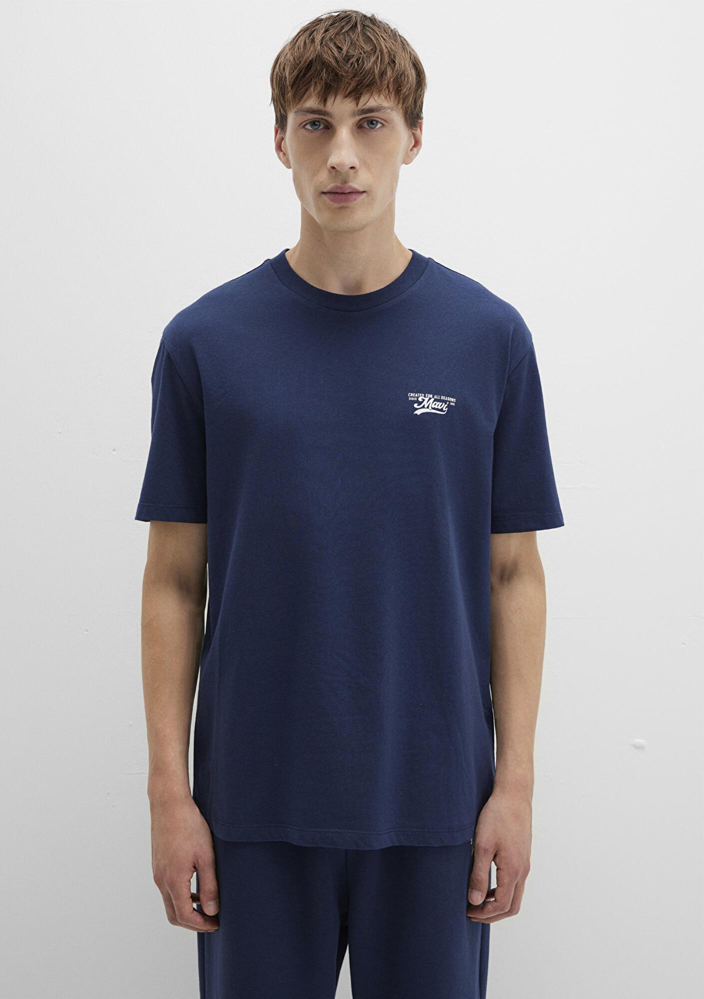 Mavi Mavi Baskılı Lacivert Tişört Loose Fit / Bol Rahat Kesim 0612840-70497