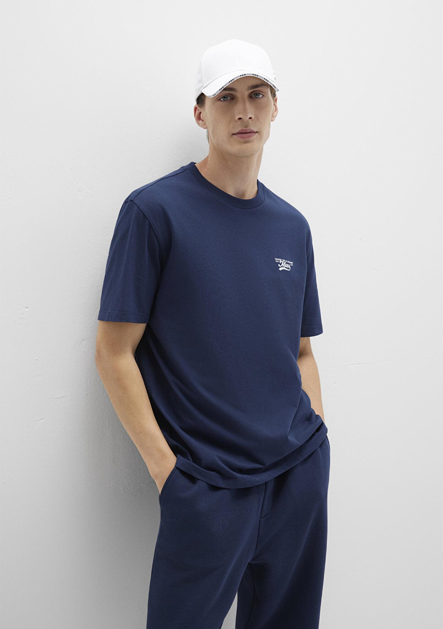 Mavi Mavi Baskılı Lacivert Tişört Loose Fit / Bol Rahat Kesim 0612840-70497