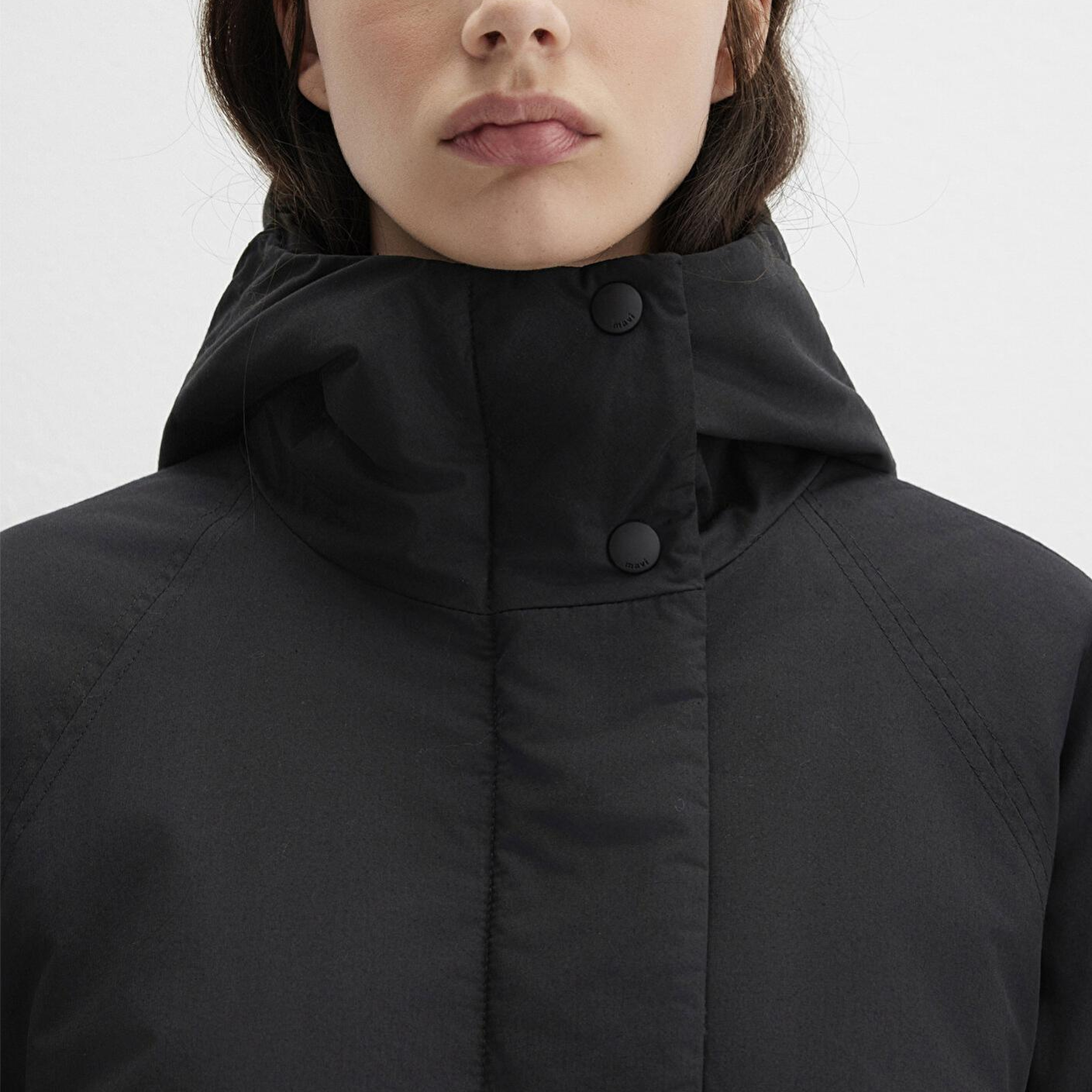 Mavi Kapüşonlu Siyah Ceket Loose Fit / Bol Rahat Kesim 1110762-900