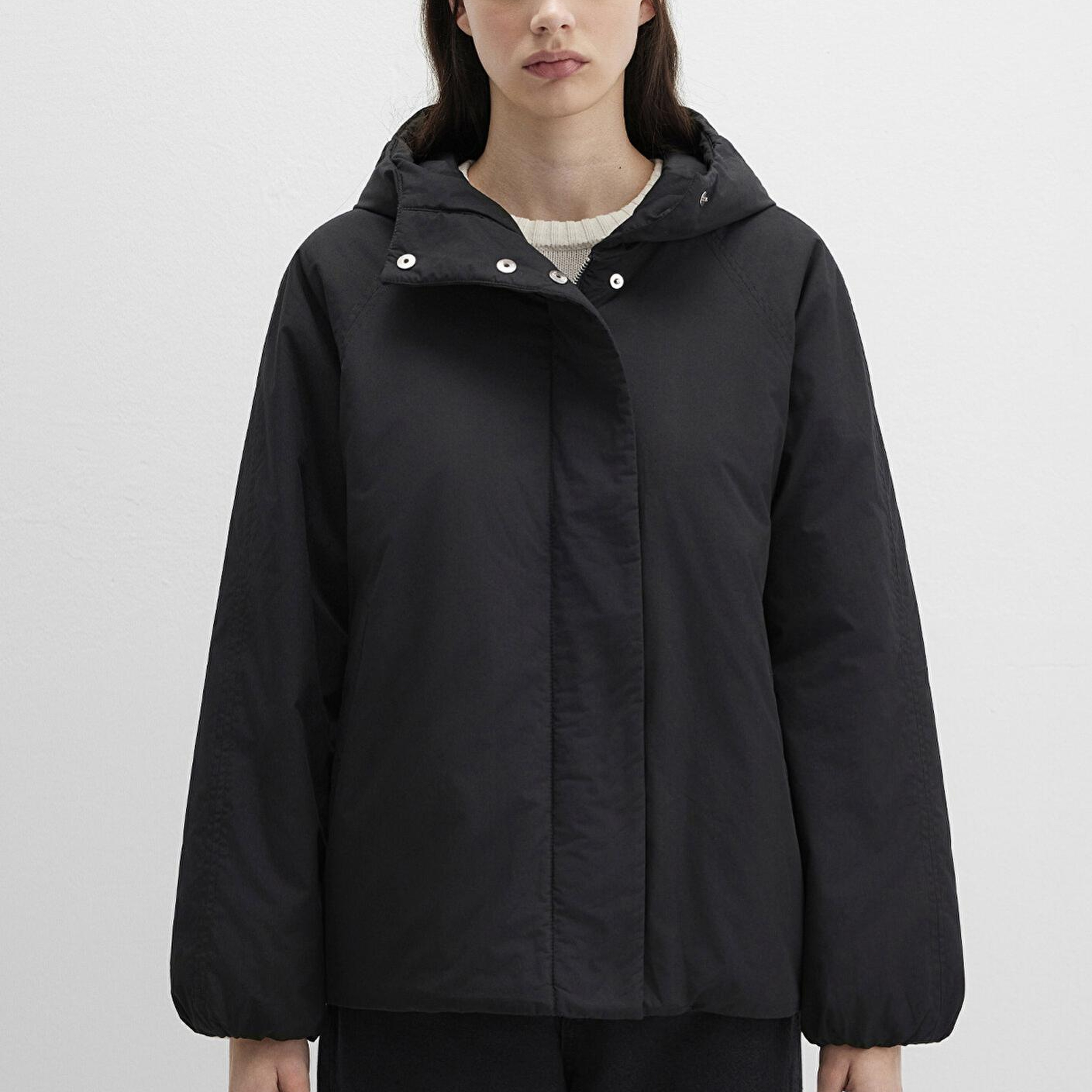 Mavi Kapüşonlu Siyah Ceket Loose Fit / Bol Rahat Kesim 1110762-900