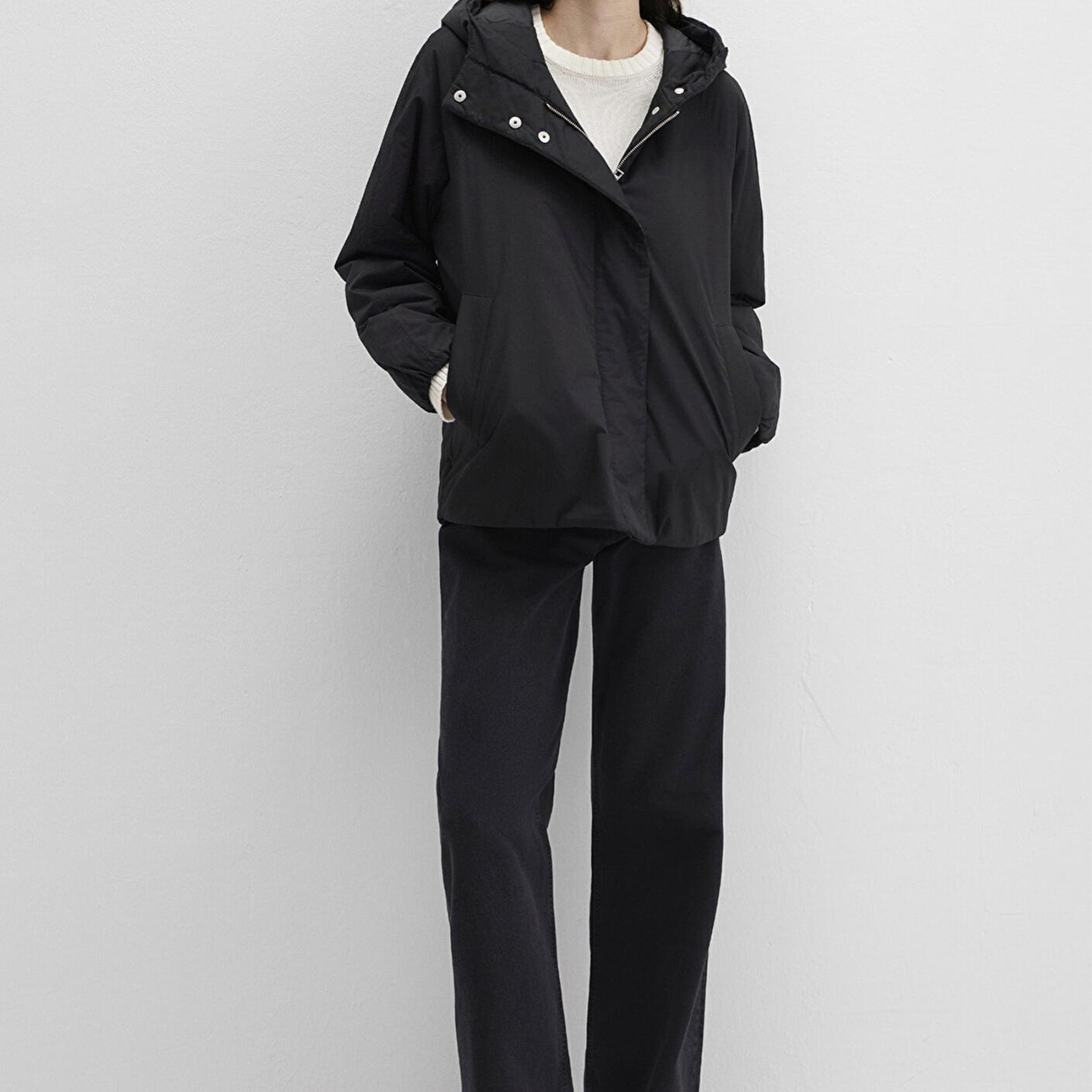 Mavi Kapüşonlu Siyah Ceket Loose Fit / Bol Rahat Kesim 1110762-900