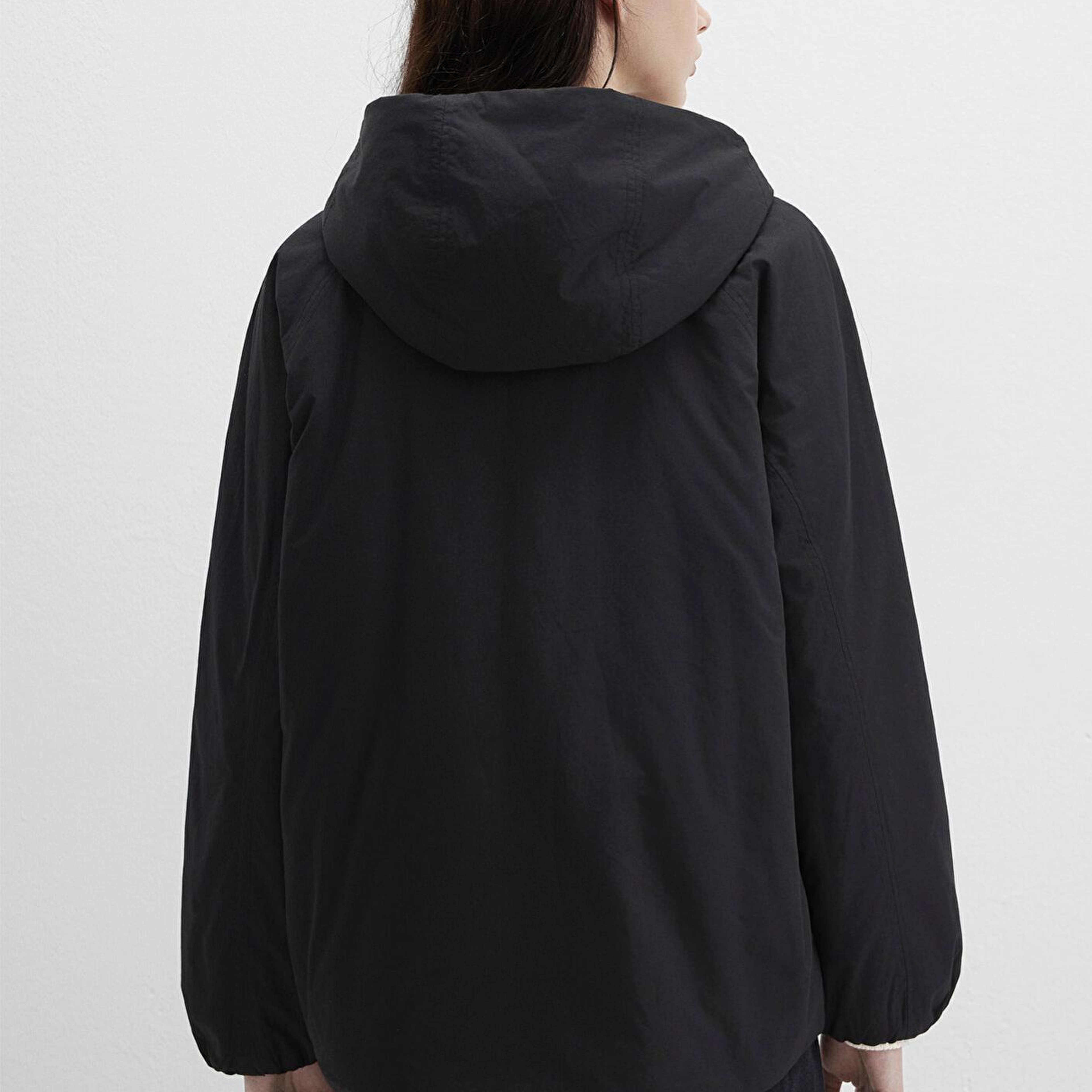 Mavi Kapüşonlu Siyah Ceket Loose Fit / Bol Rahat Kesim 1110762-900