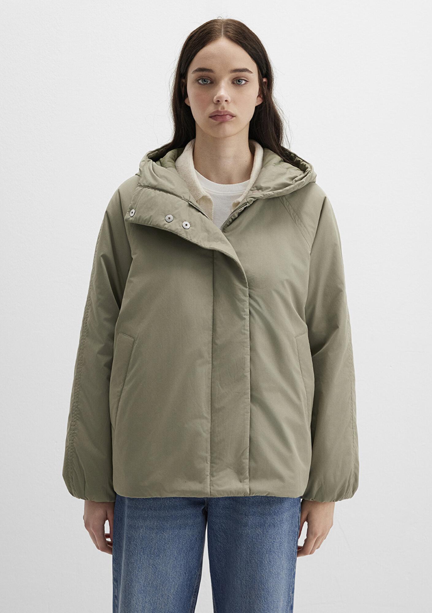 Mavi Kapüşonlu Haki Ceket Loose Fit / Bol Rahat Kesim 1110762-71818