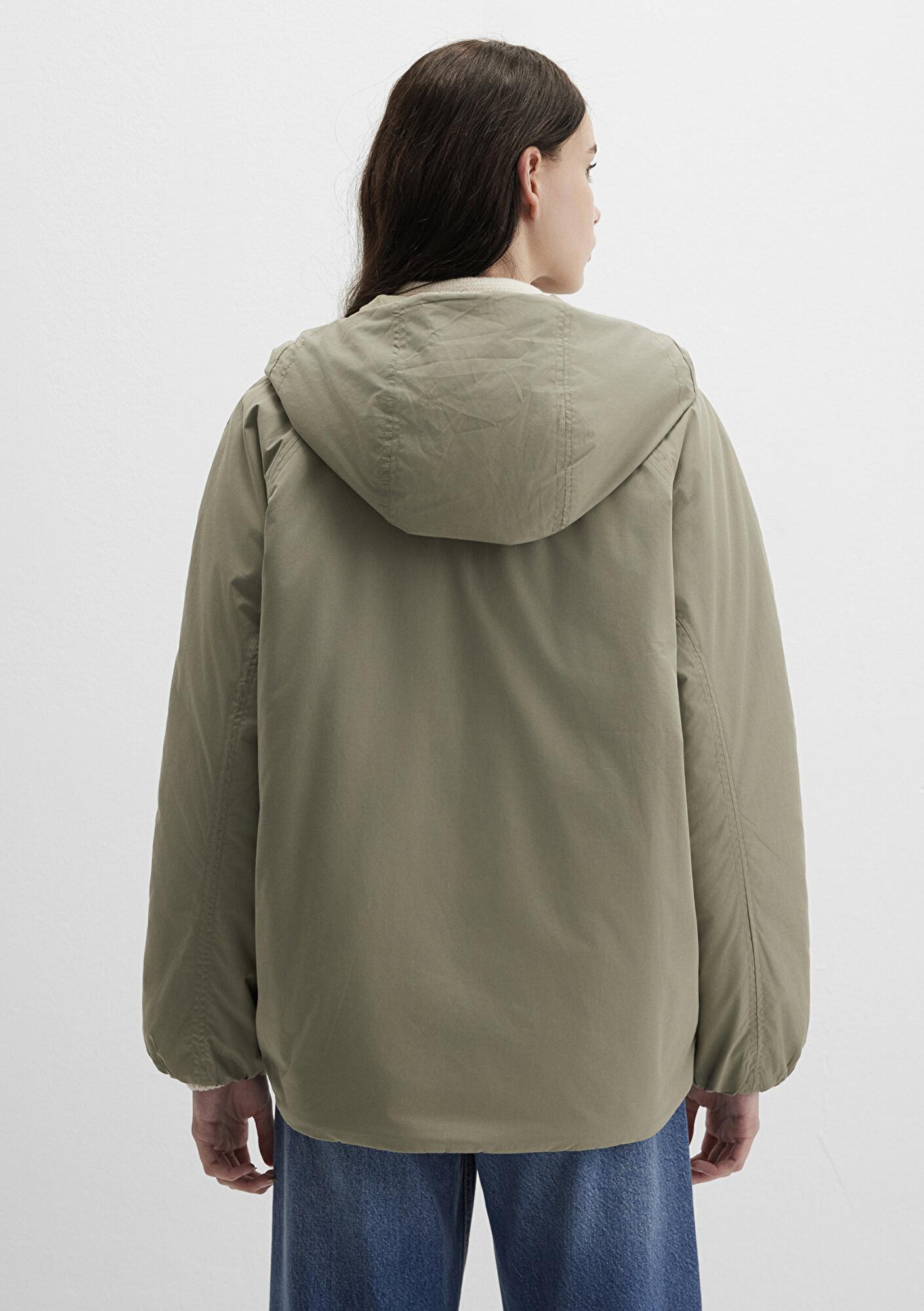 Mavi Kapüşonlu Haki Ceket Loose Fit / Bol Rahat Kesim 1110762-71818