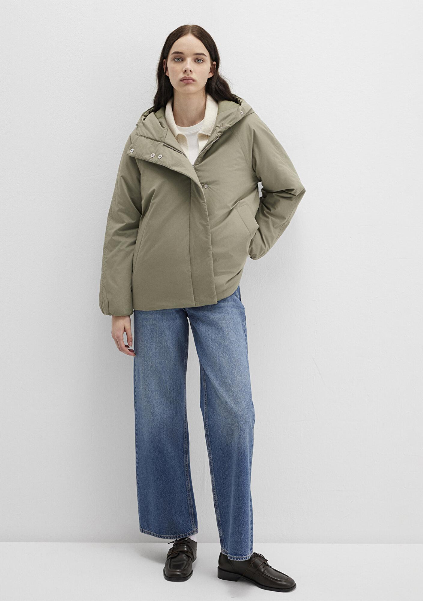 Mavi Kapüşonlu Haki Ceket Loose Fit / Bol Rahat Kesim 1110762-71818