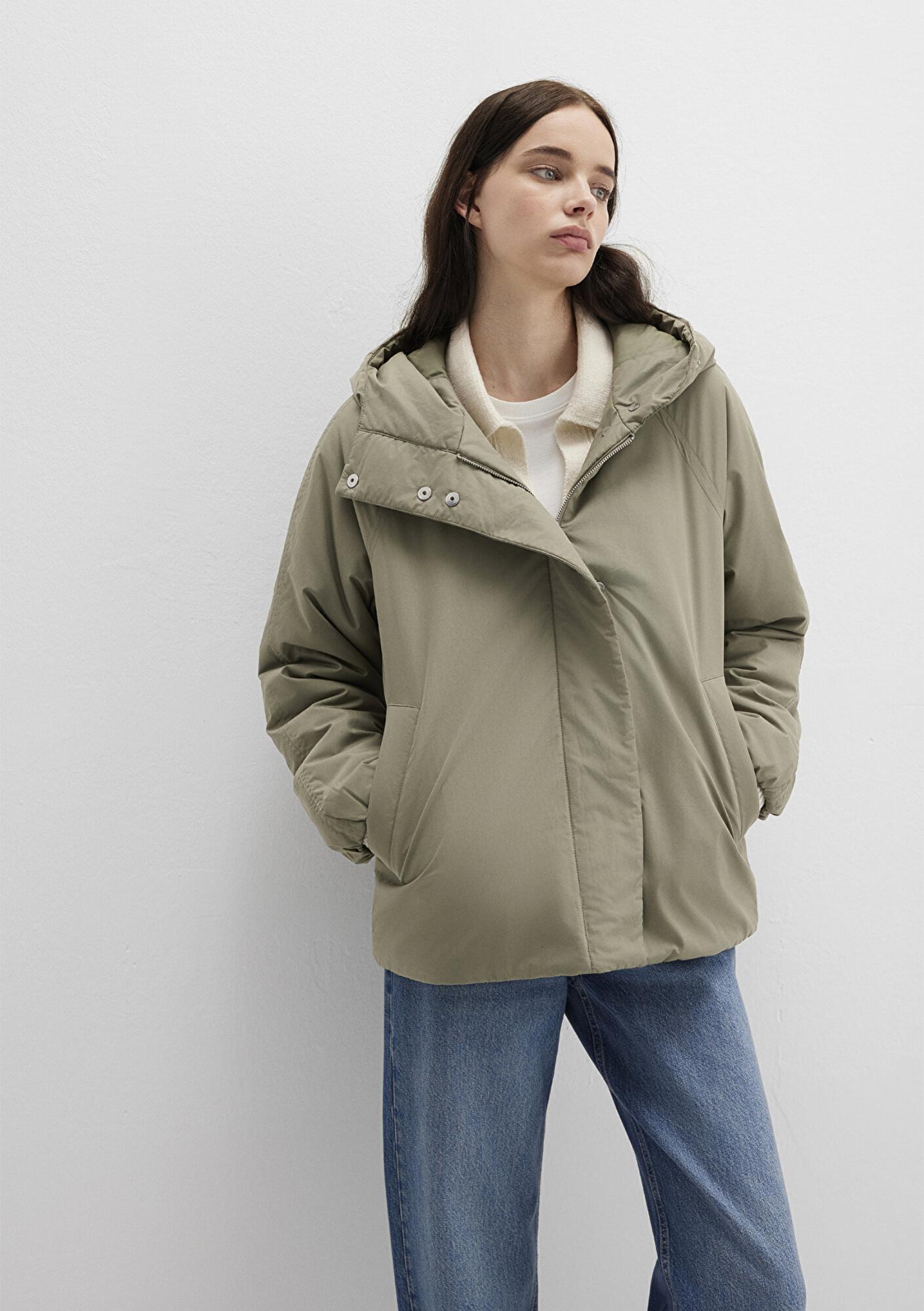 Mavi Kapüşonlu Haki Ceket Loose Fit / Bol Rahat Kesim 1110762-71818