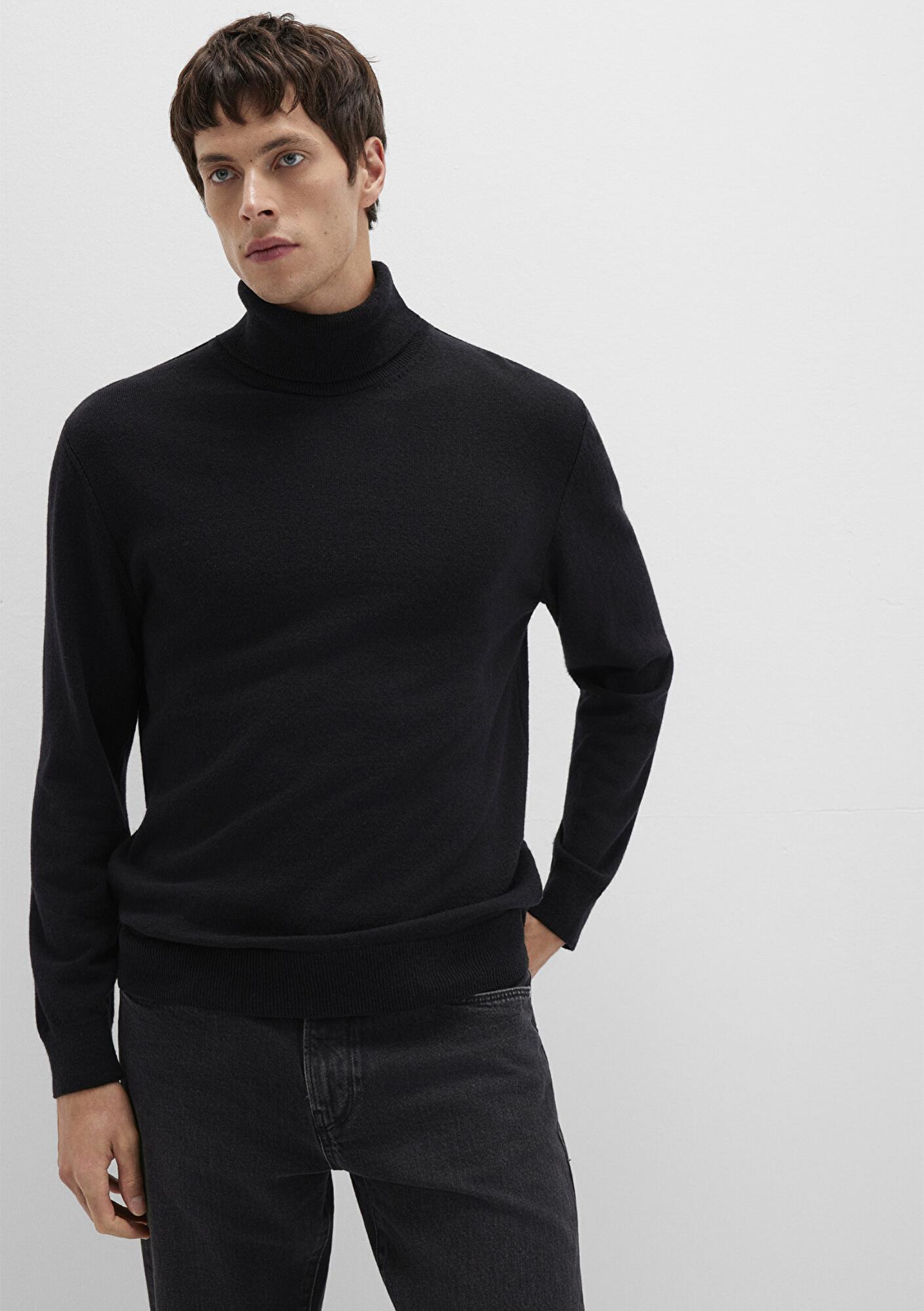 Mavi Yün Karışımlı Boğazlı Siyah Kazak Regular Fit / Normal Kesim 0710372-900