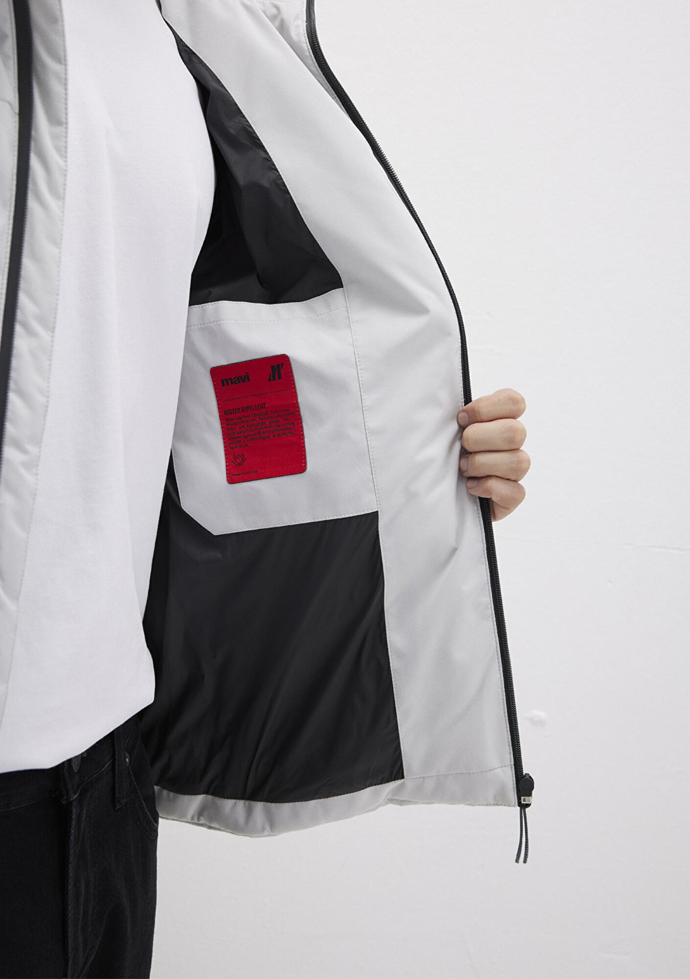 Mavi Su İtici Kapüşonlu Gri Şişme Mont 0110675-70074