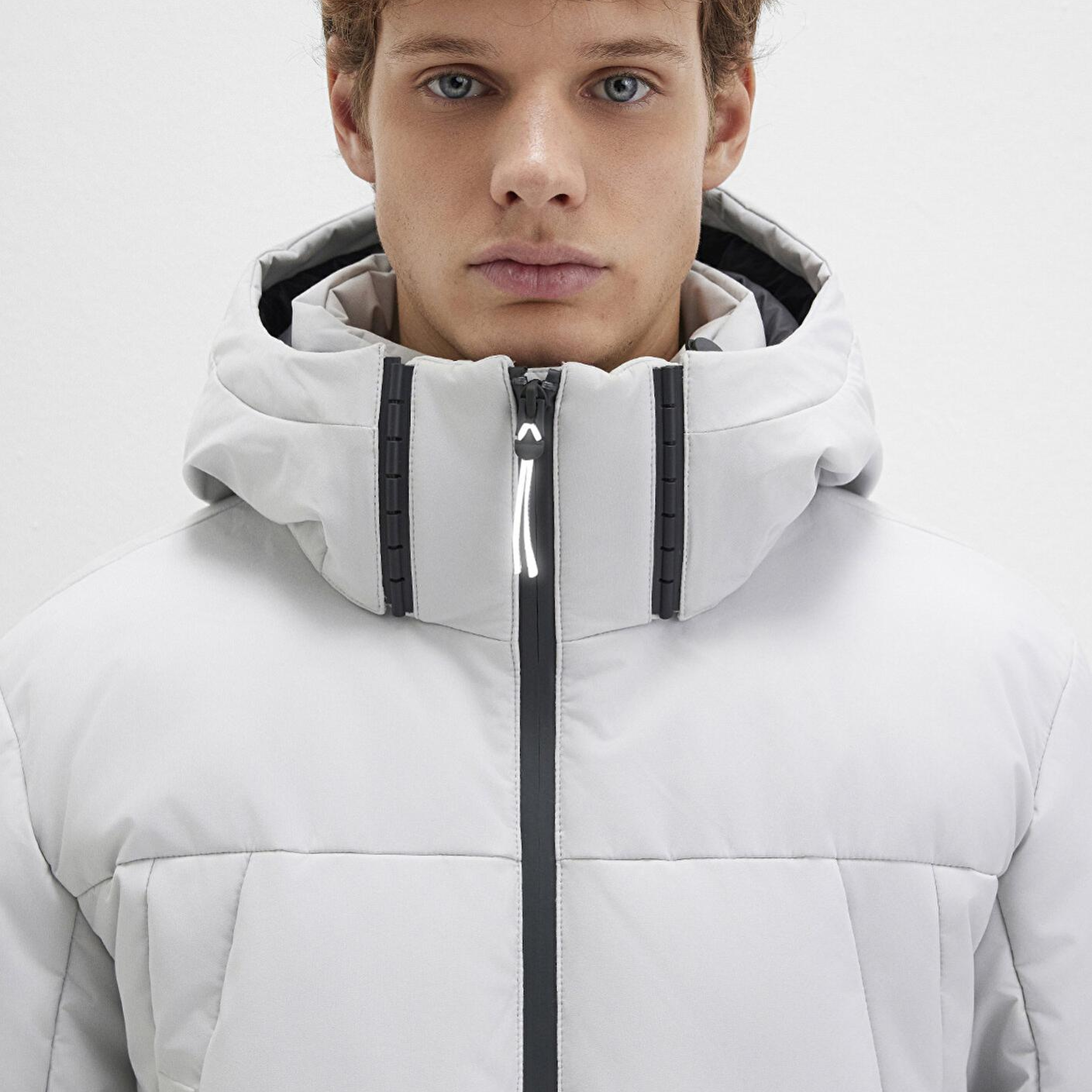 Mavi Su İtici Kapüşonlu Gri Şişme Mont 0110675-70074