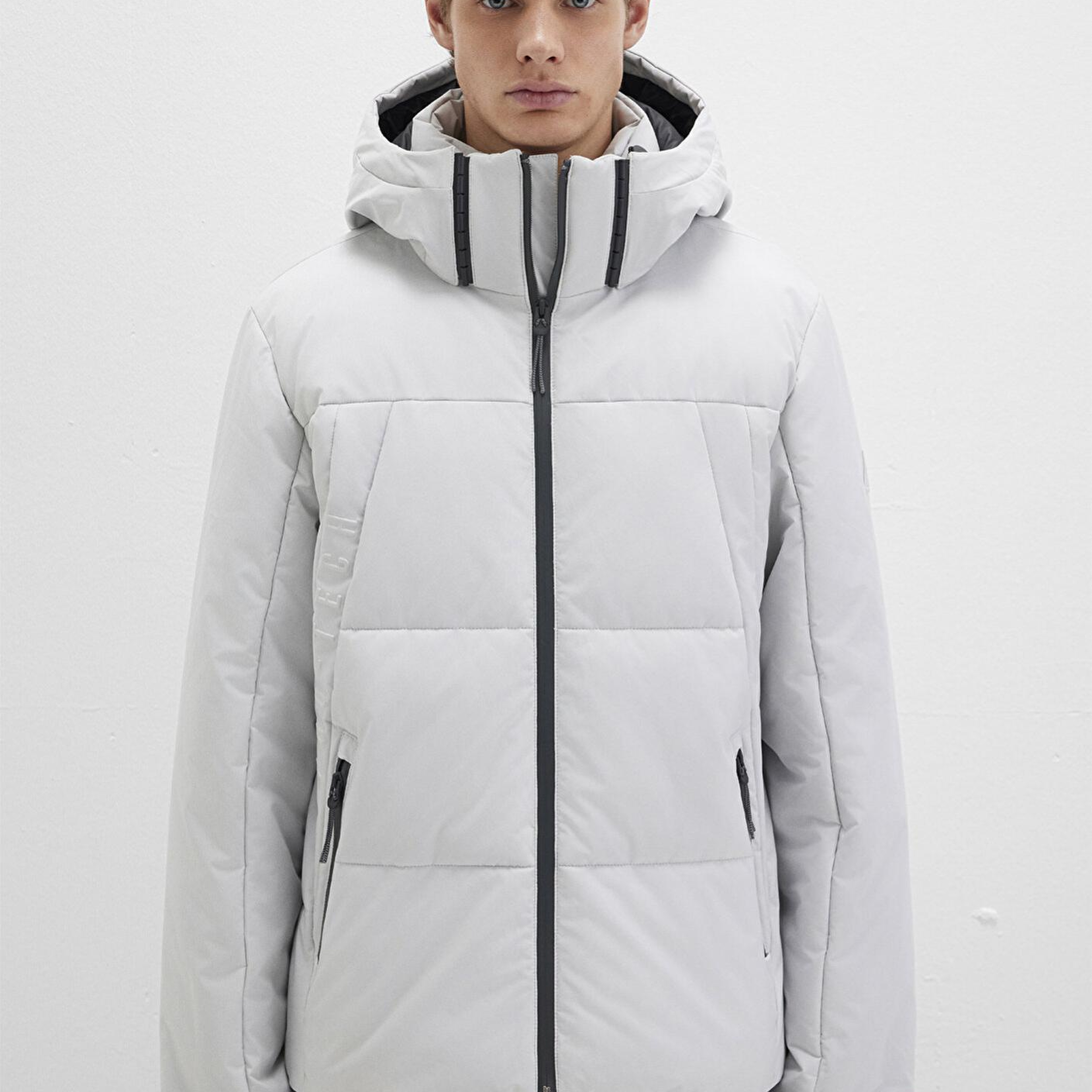 Mavi Su İtici Kapüşonlu Gri Şişme Mont 0110675-70074