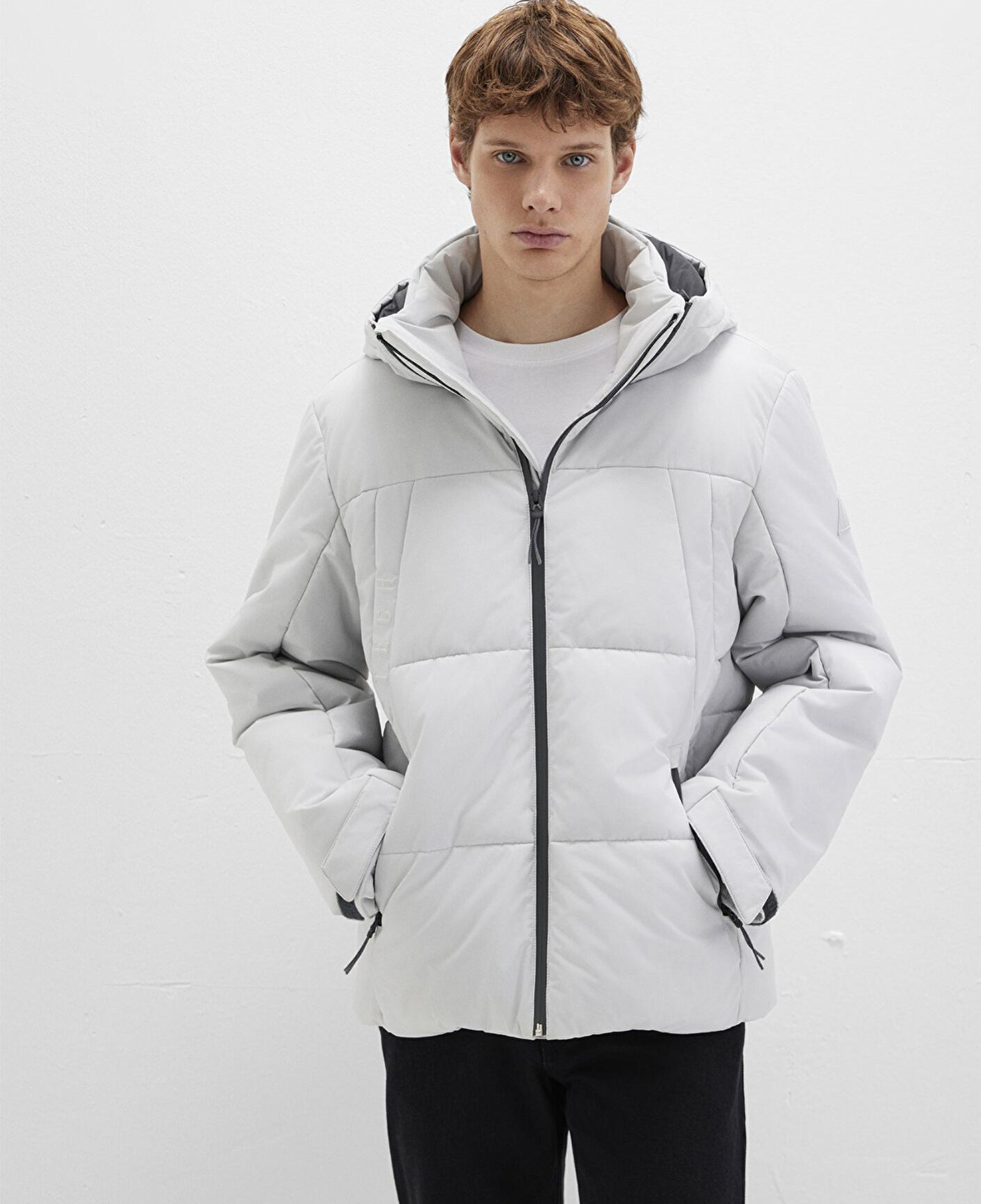 Mavi Su İtici Kapüşonlu Gri Şişme Mont 0110675-70074