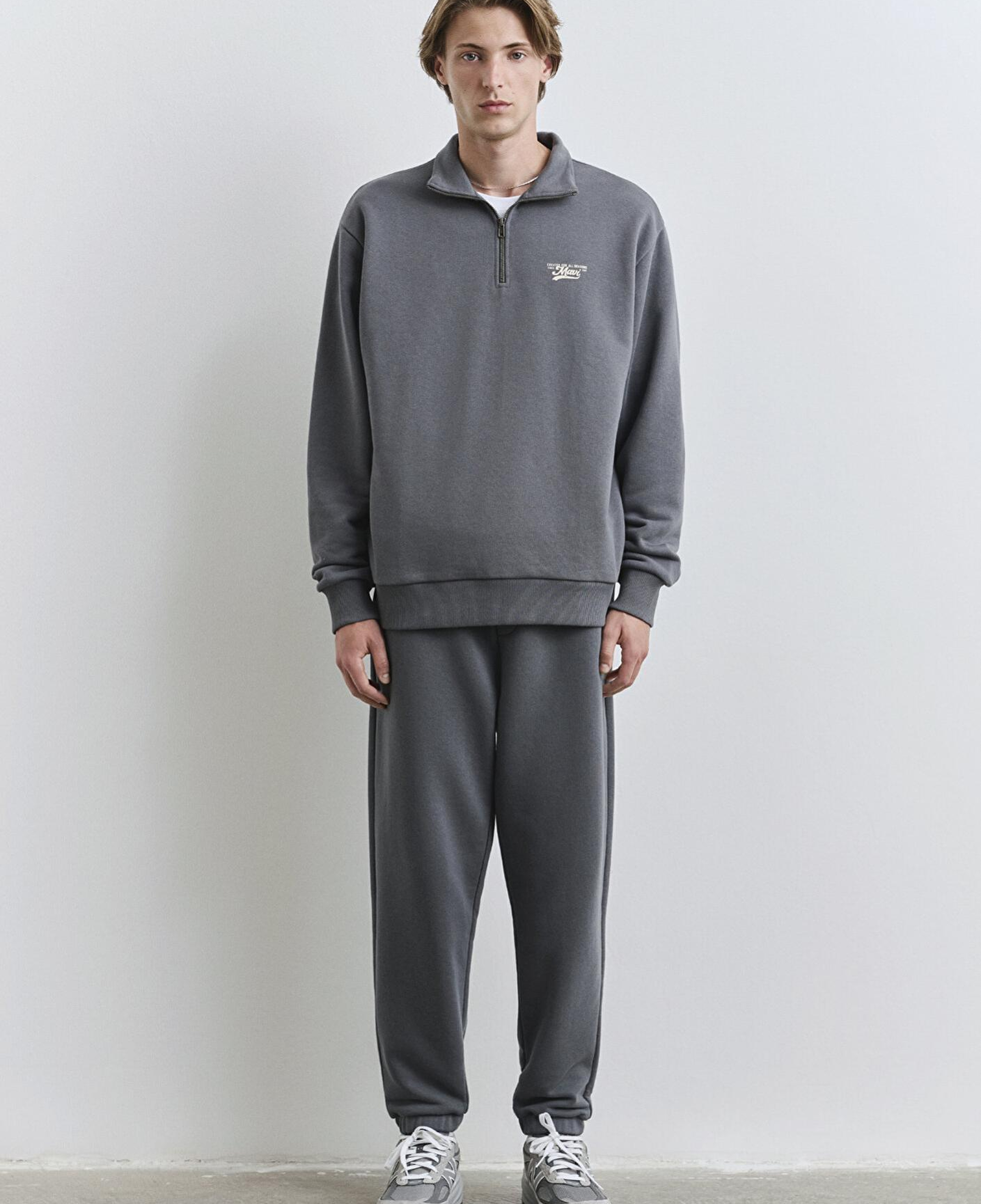 Mavi Mavi Logo Yarı Fermuarlı Gri Sweatshirt 0S10465-80776