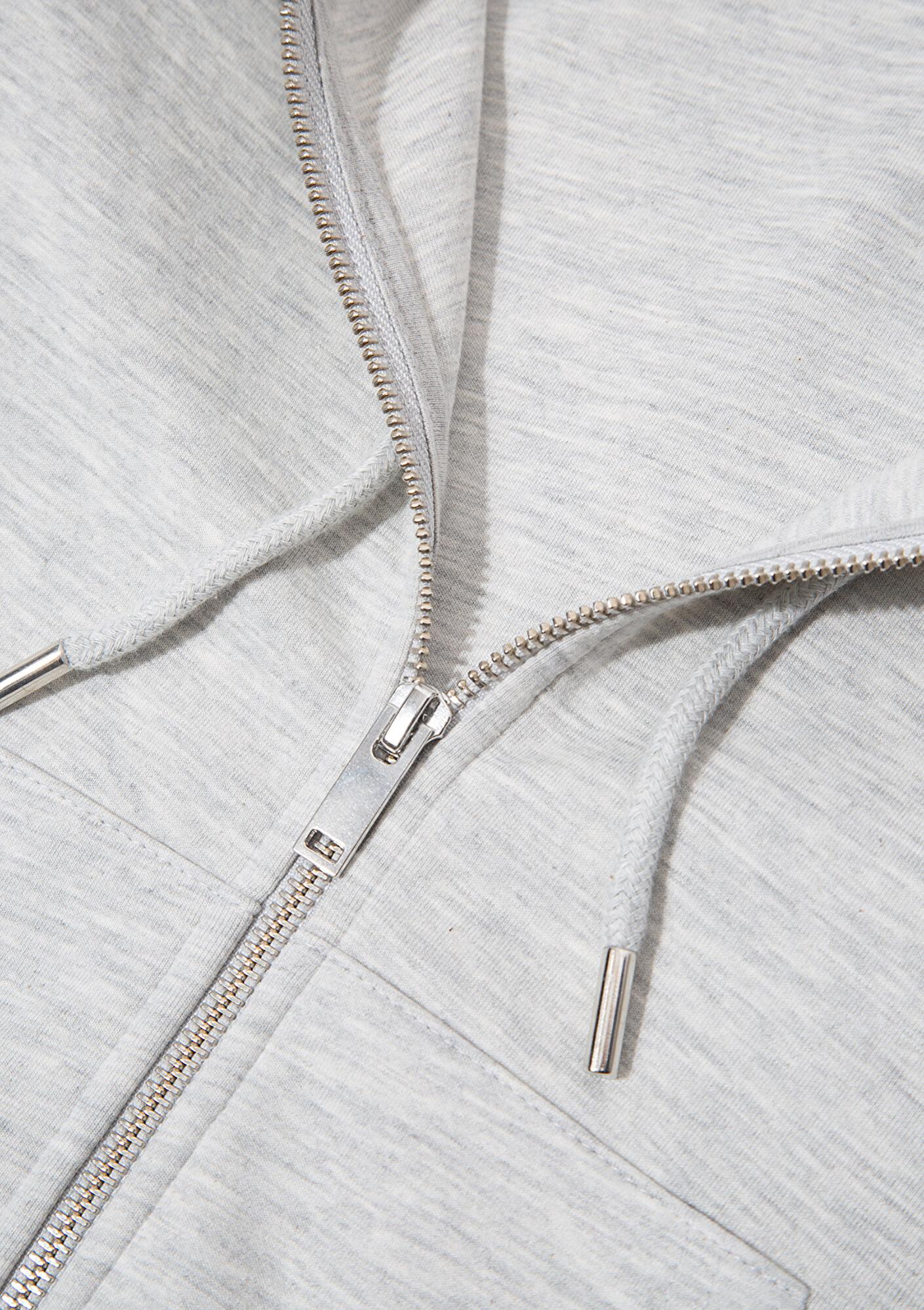 Mavi Kapüşonlu Gri İnterlok Sweatshirt 1S10424-88467