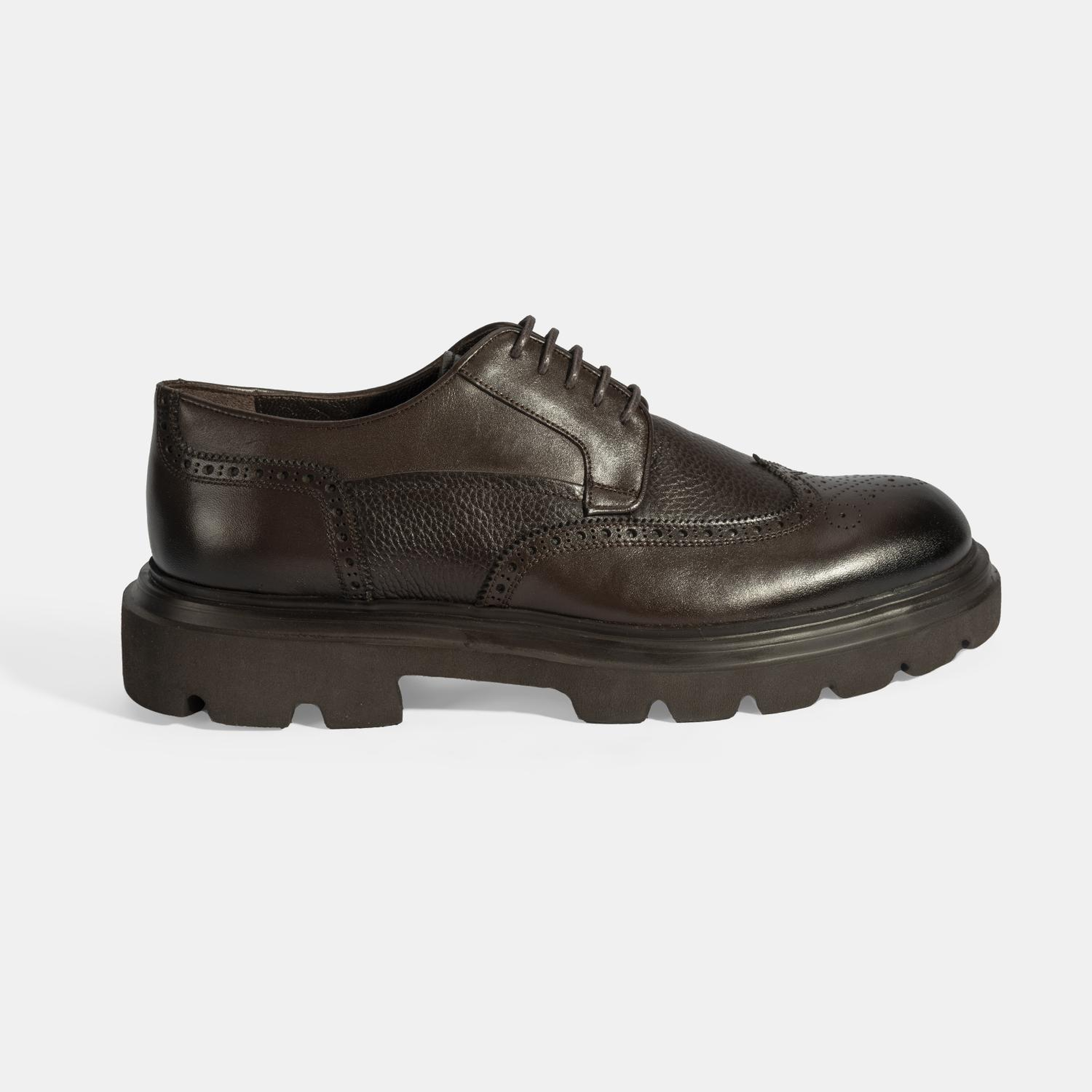 Erkek Kahve Bağcıklı Deri Günlük Ayakkabı