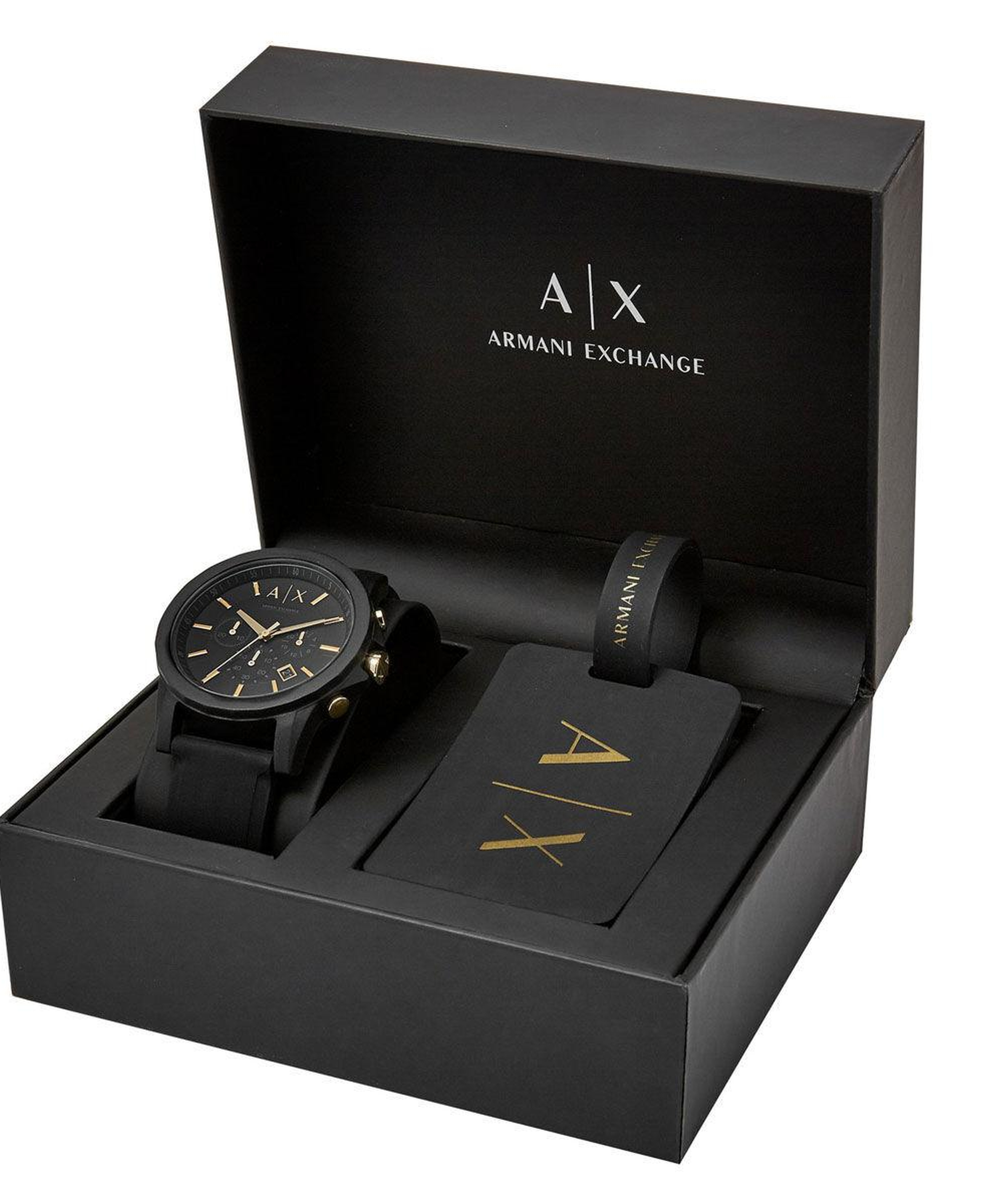 Armani Exchange AX7105 Erkek Set Kol Saati ve Valiz Etiketi