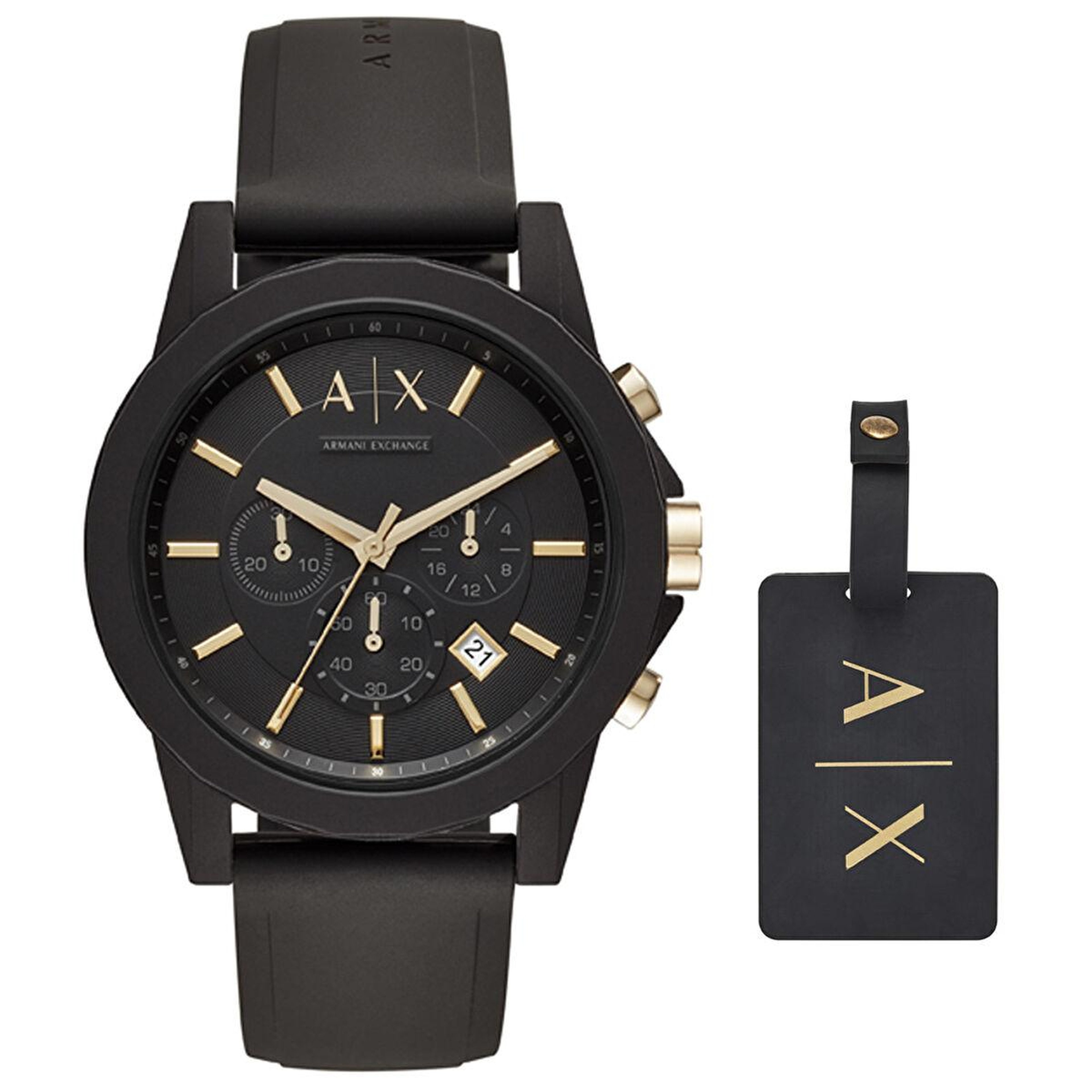 Armani Exchange AX7105 Erkek Set Kol Saati ve Valiz Etiketi
