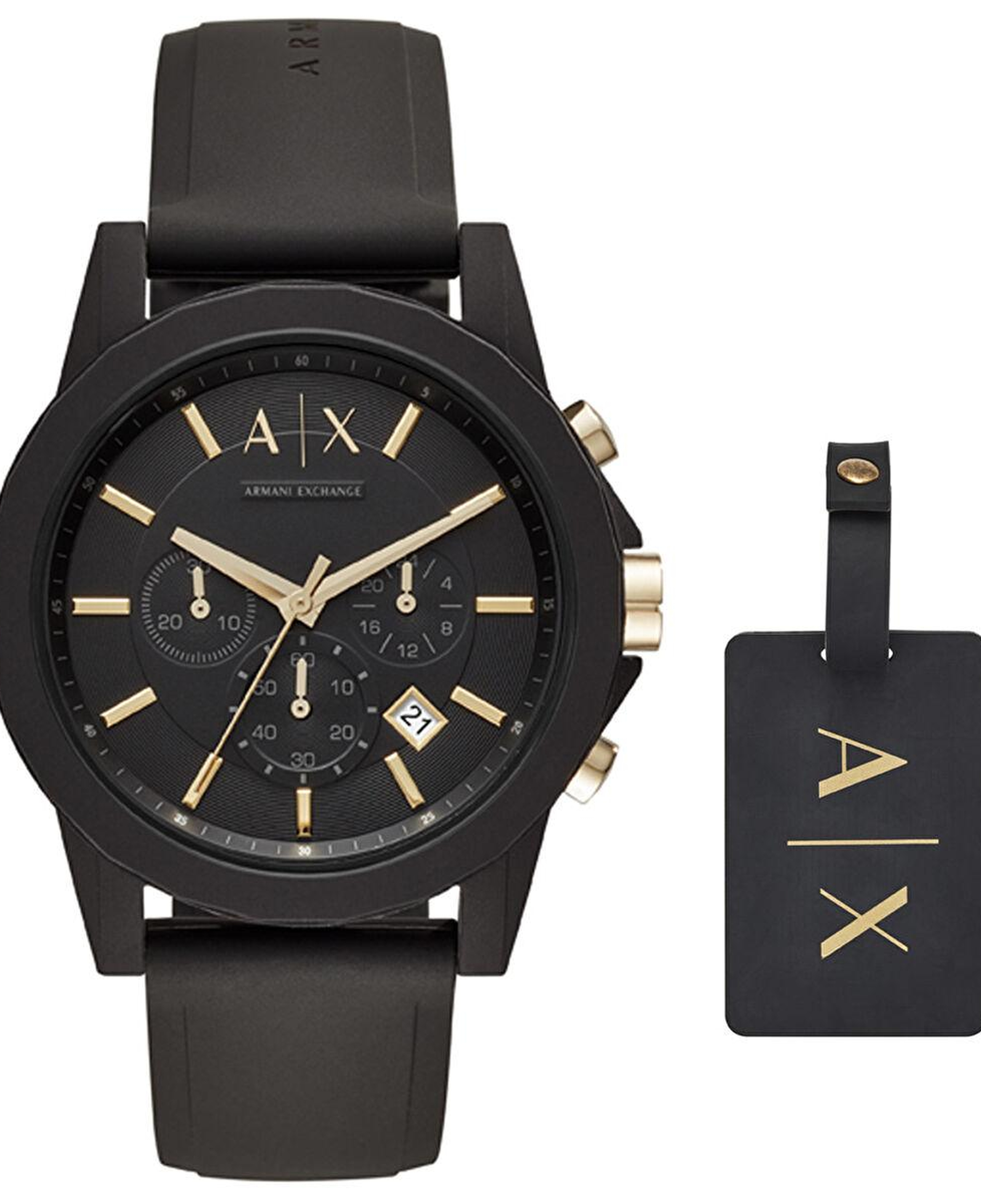 Armani Exchange AX7105 Erkek Set Kol Saati ve Valiz Etiketi