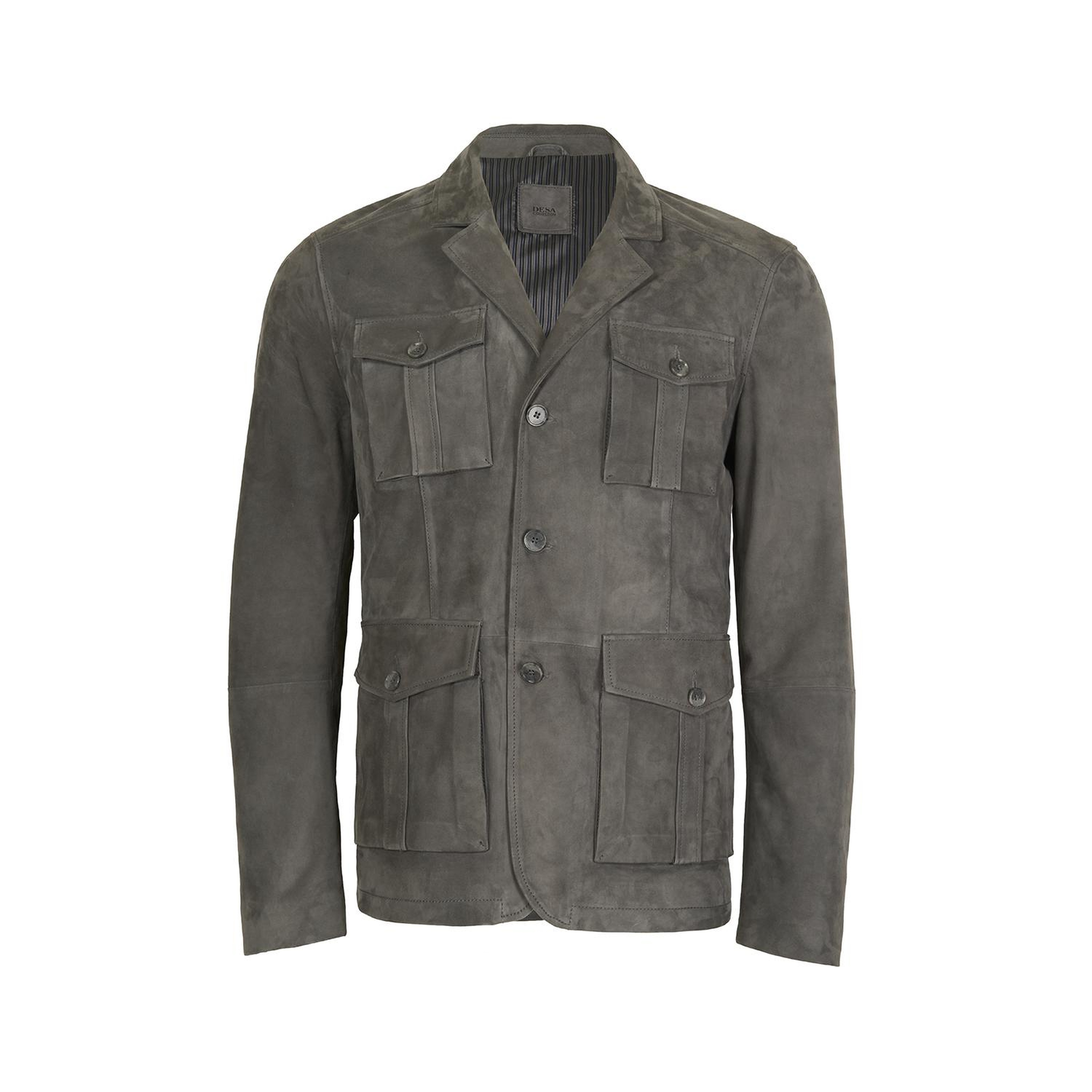 Nicolie Gri Erkek Süet Safari Ceket