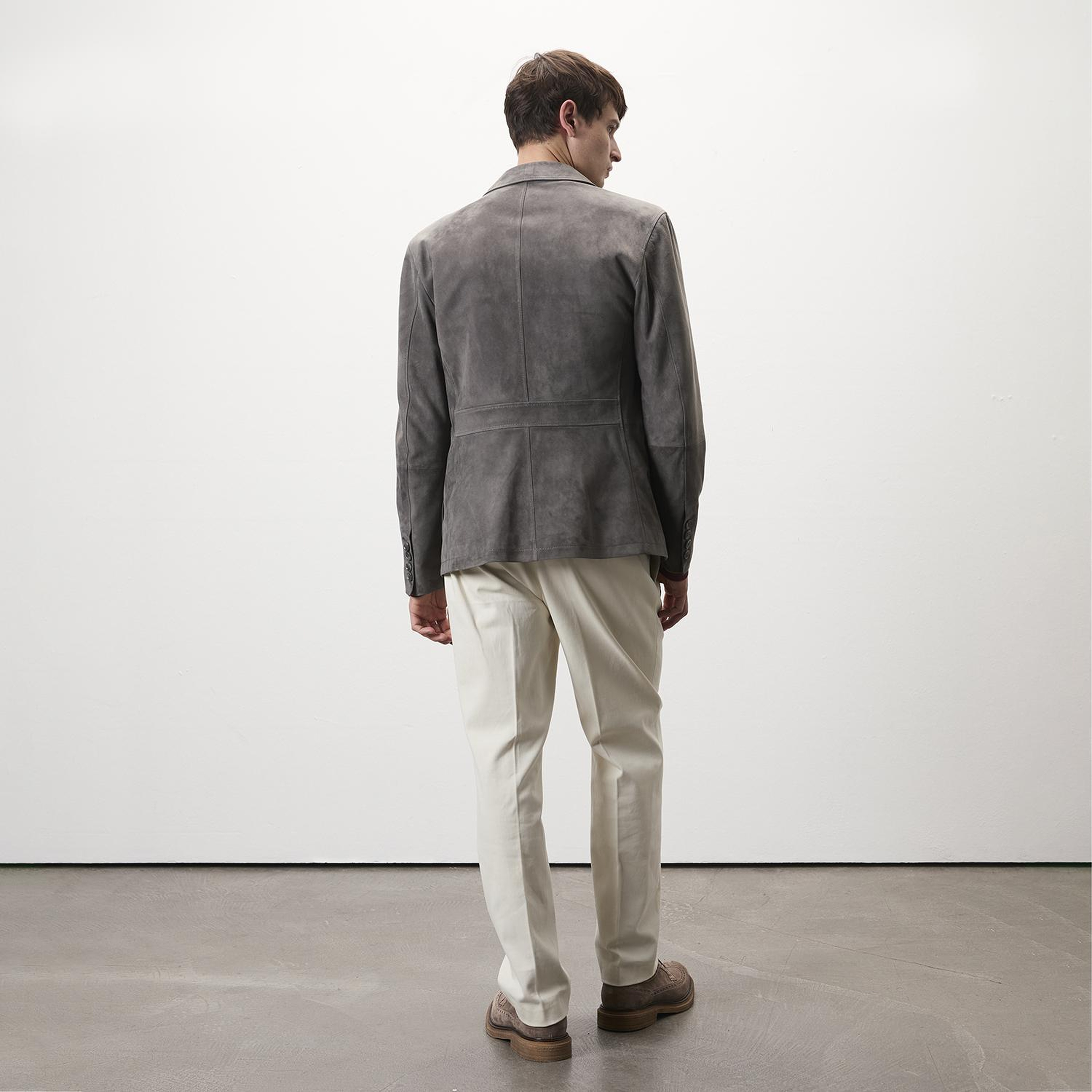 Nicolie Gri Erkek Süet Safari Ceket