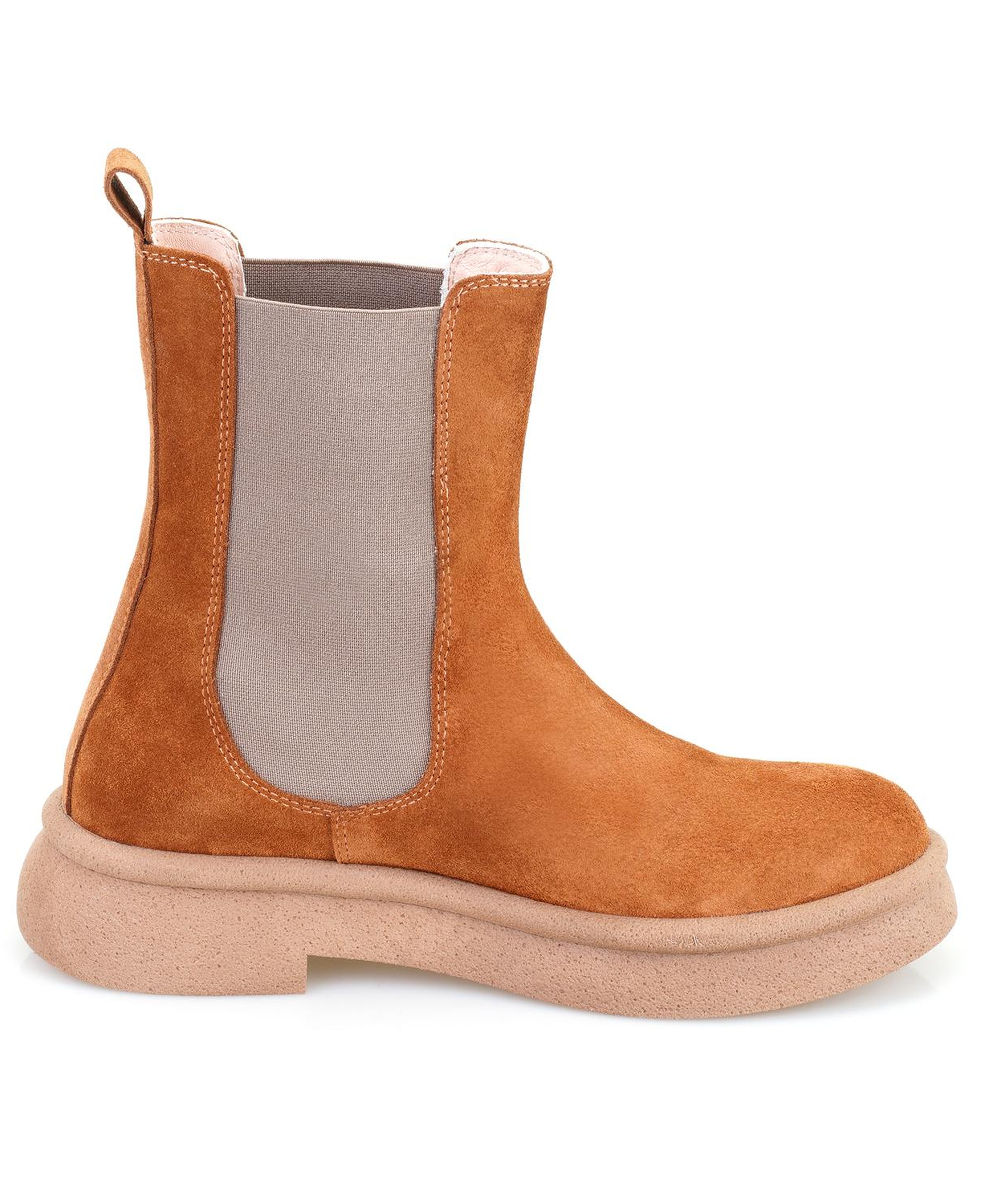 Kadın Taba Lastikli Nubuk Deri Chelsea Bot