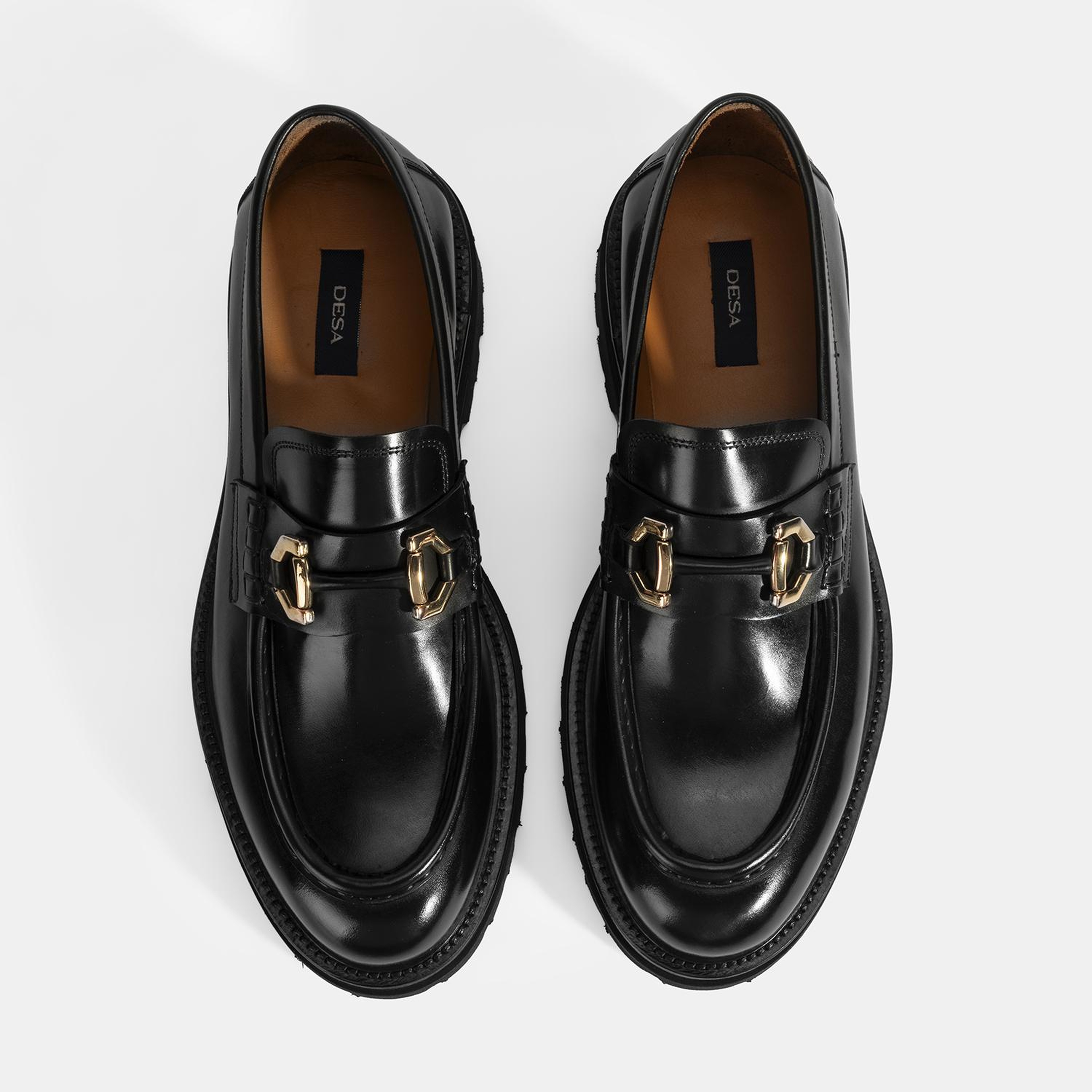 Erkek Siyah Metal Toka Detaylı Deri Loafer