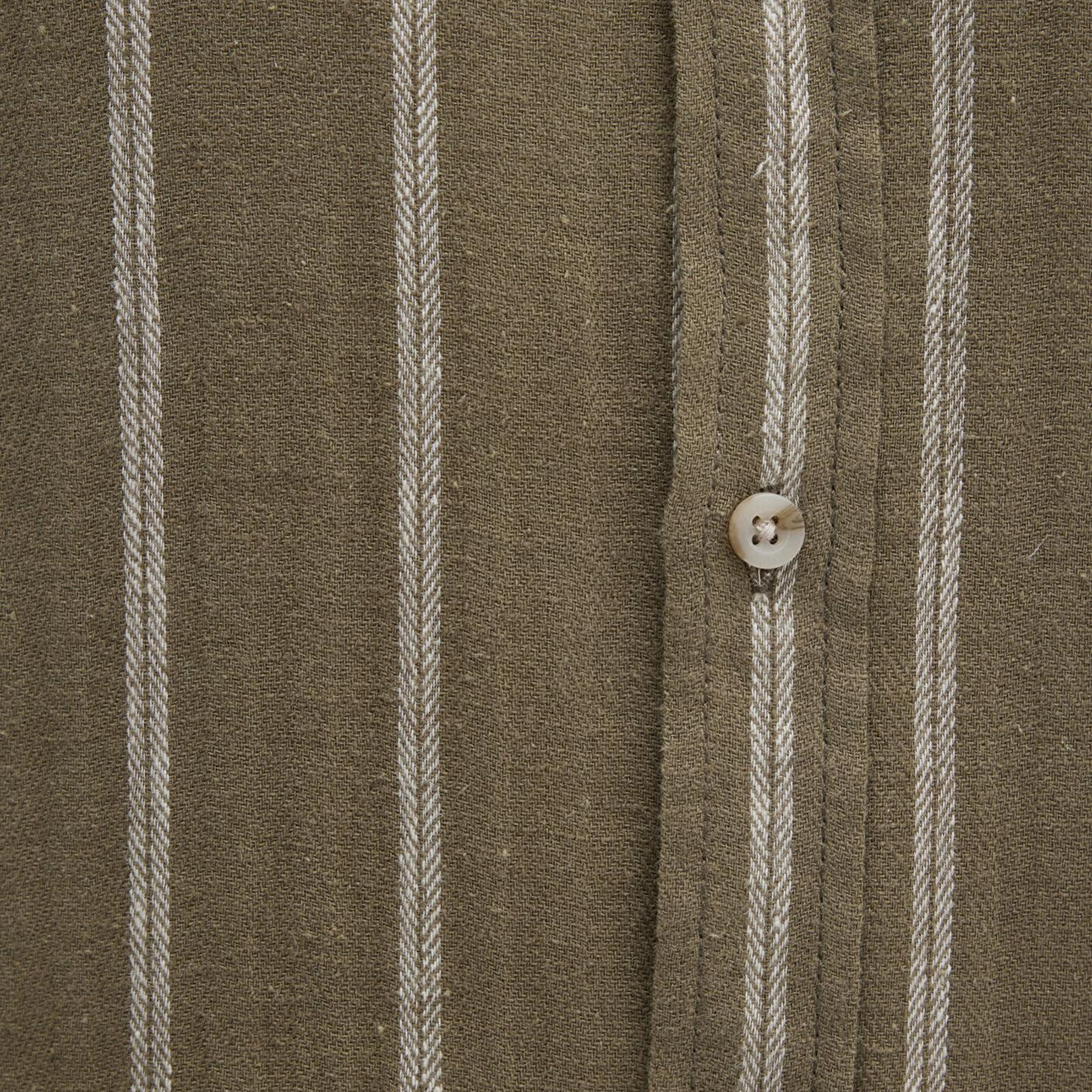 Mavi Keten Karışımlı Çizgili Yeşil Gömlek Regular Fit / Normal Kesim 0211730-91111