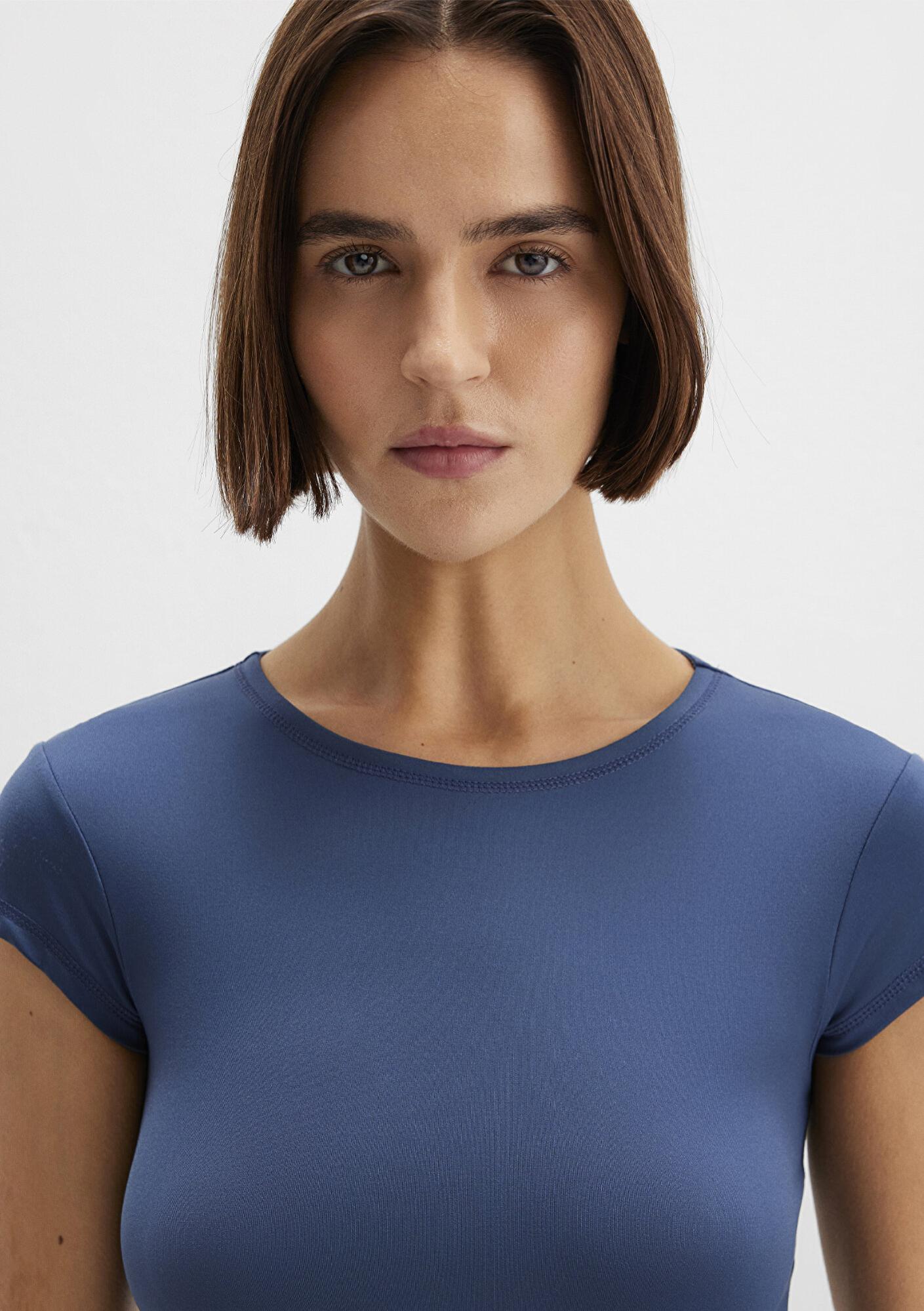 Mavi Lacivert Poliamid Tişört Fitted / Vücuda Oturan Kesim 1613500-70718