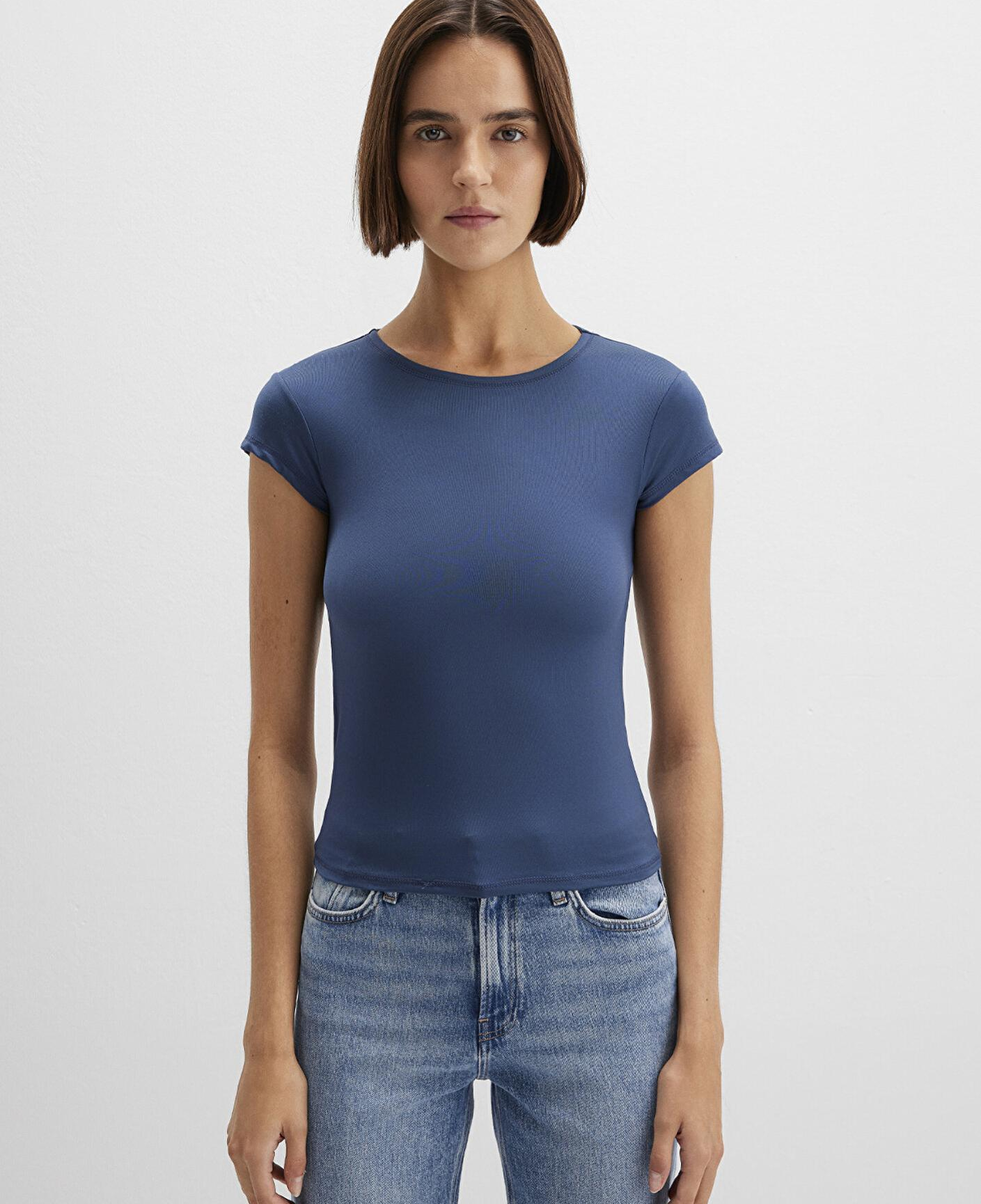 Mavi Lacivert Poliamid Tişört Fitted / Vücuda Oturan Kesim 1613500-70718