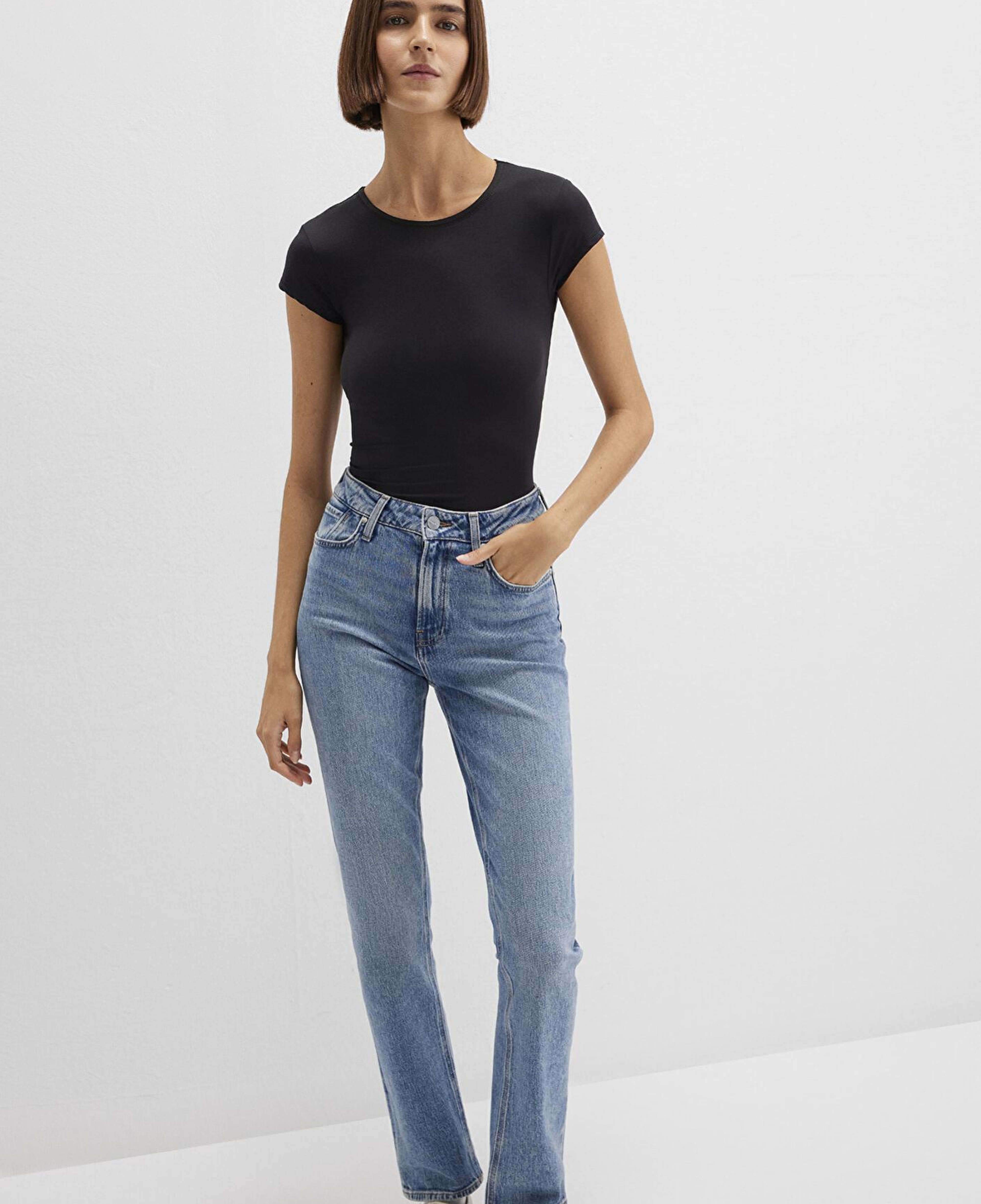 Mavi Siyah Poliamid Tişört Fitted / Vücuda Oturan Kesim 1613500-900