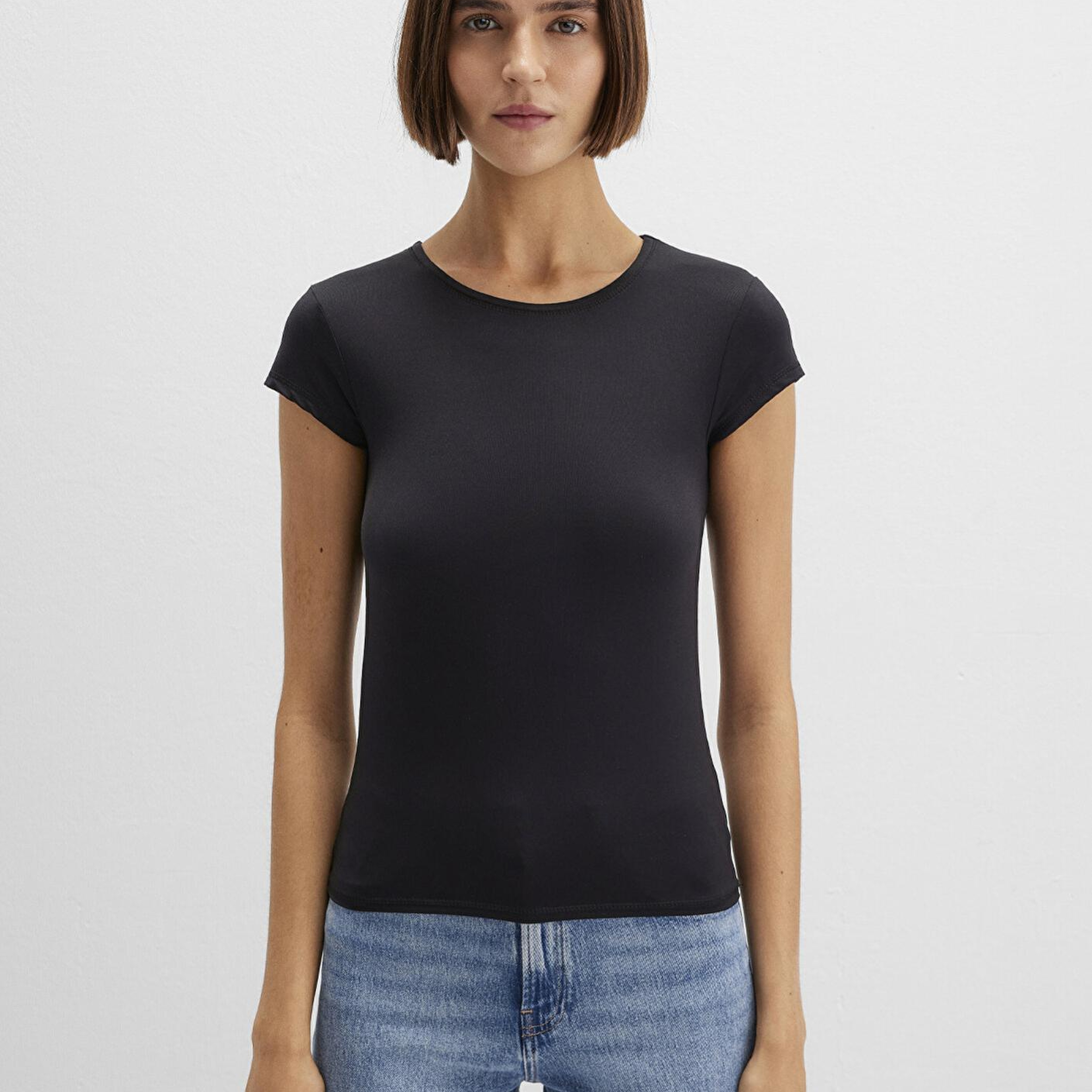 Mavi Siyah Poliamid Tişört Fitted / Vücuda Oturan Kesim 1613500-900