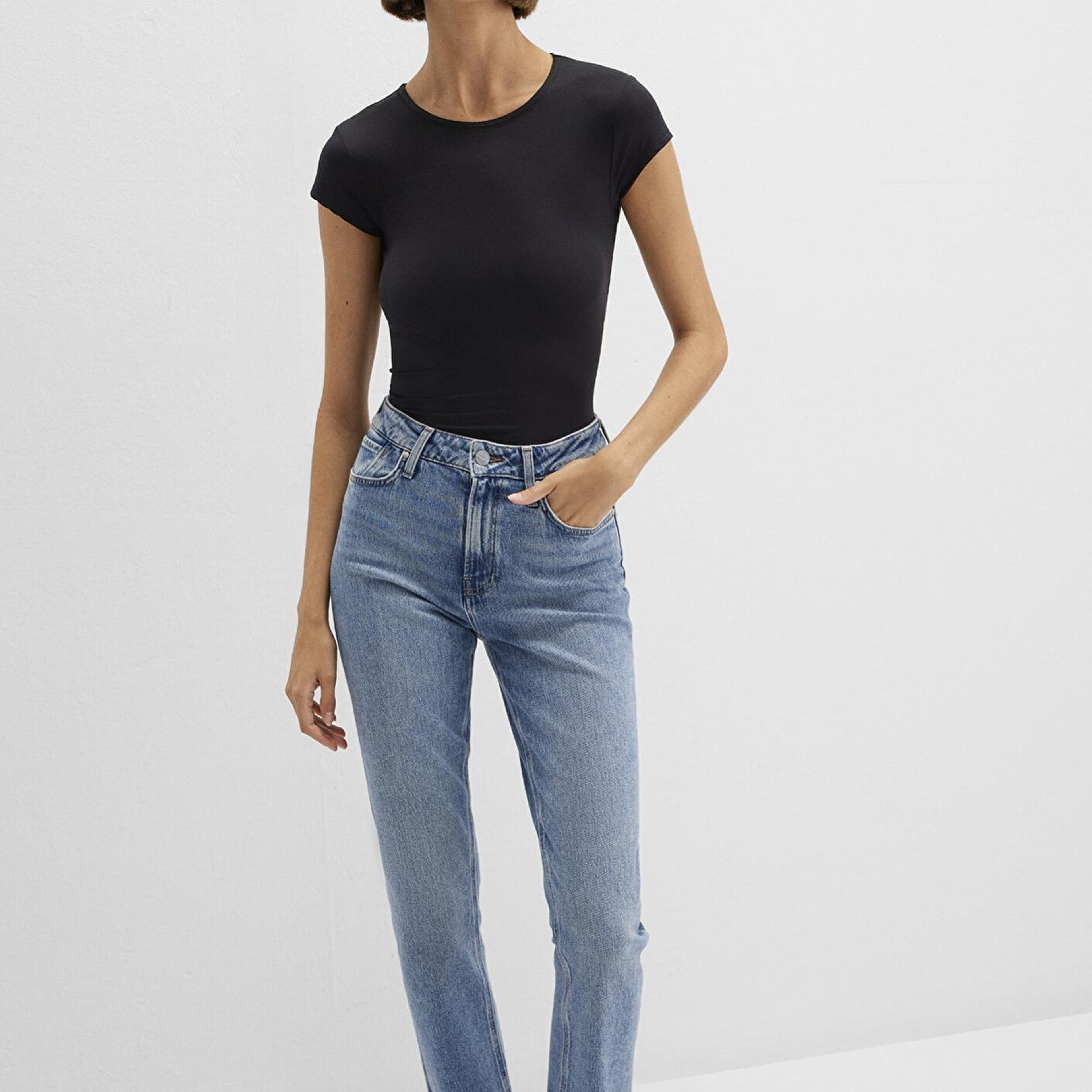 Mavi Siyah Poliamid Tişört Fitted / Vücuda Oturan Kesim 1613500-900